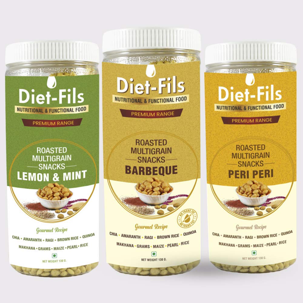 Diet-Fils Roasted Multigrain Snacks Mix Combo | Barbecue | Lemon and Mint | Peri Peri | Gluten Free | Zero Transfat | Made with Quinoa Chia Makahana Gram Maize Pearl Millet Amaranth Rice | (130 gmx3 Pack) (B08Z4B6SYL) Amazon Price History, Amazon Price Tracker