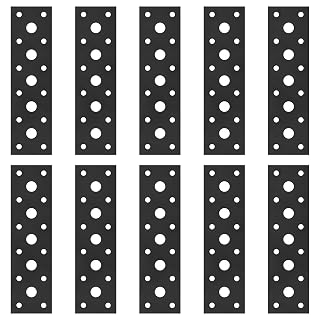 Flat Connectors, Pack of 10 Perforated Plates, 145 x 40 mm Wood Connectors Perforated Sheet, Steel Connectors Flat Iron, Sleek Black Bracket Connection Plate for Furniture - Amazon product rated Grade B