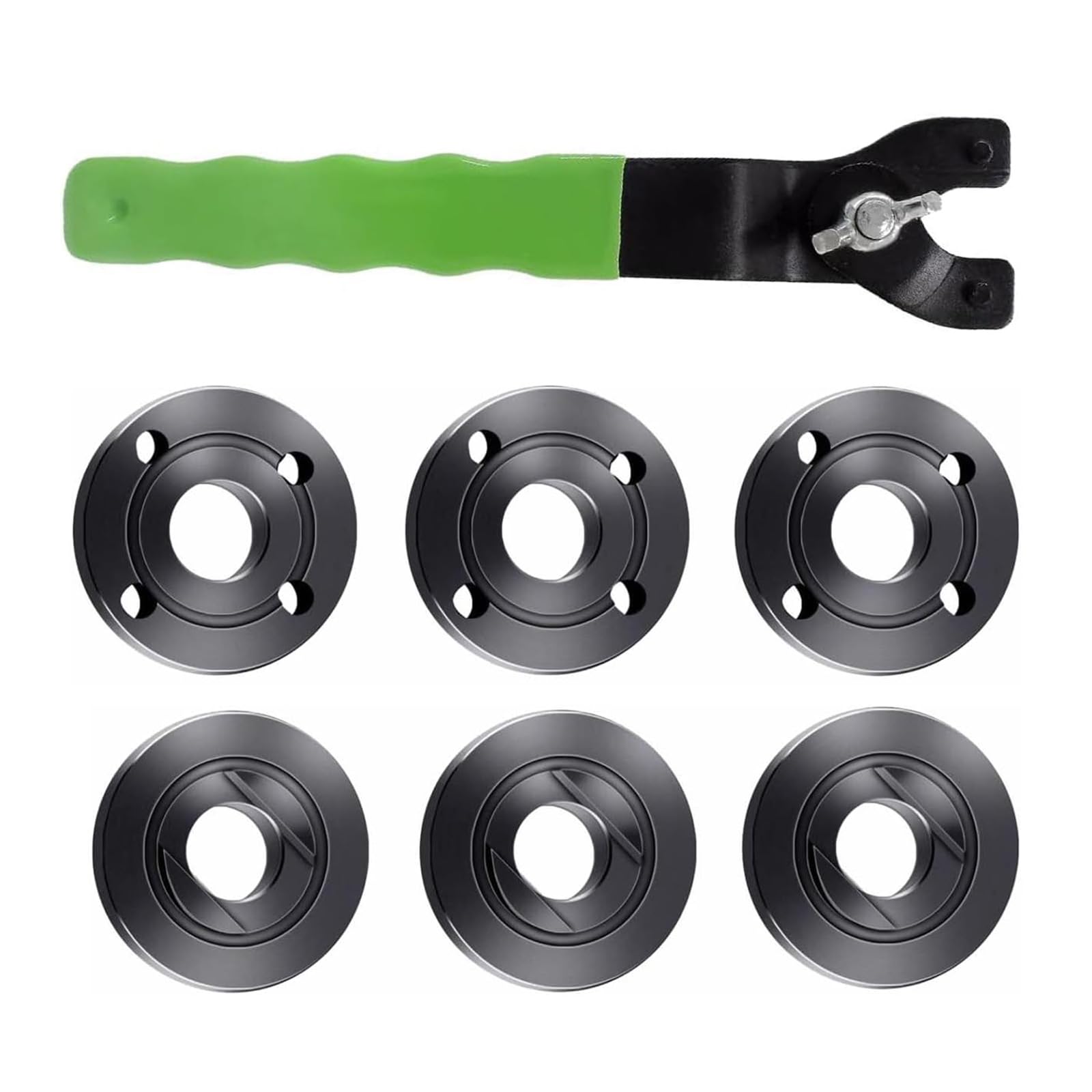 Msioytog Essential Grinder Flange and Wrench Set Metal Nut and Spanner Set Woodworking Grinder Attachment Metal Texture Accessories