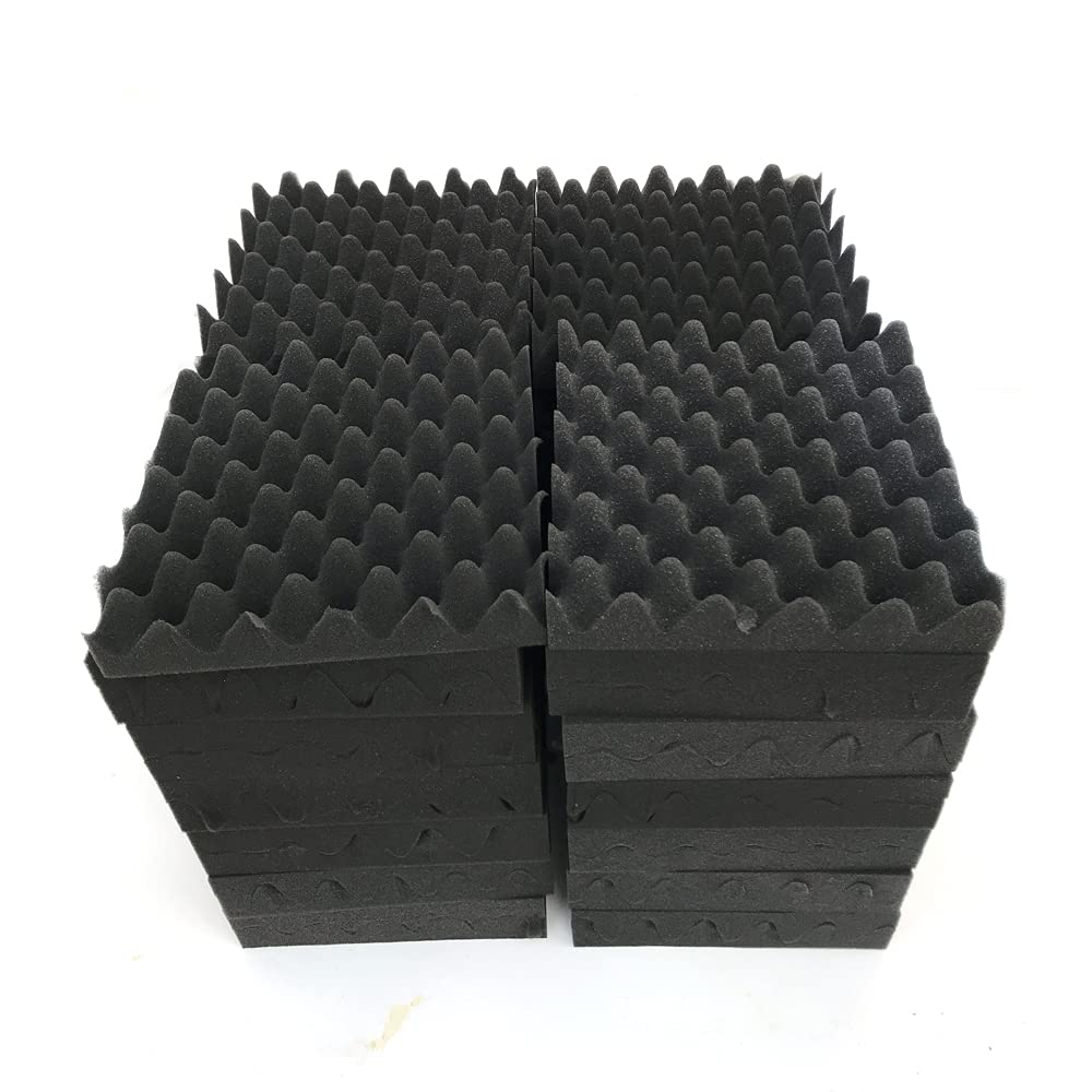 50 Pack Sound Proof Foam Panels For Walls, 12" X 12" X 2" Easy Mount Adhesive-Backed Acoustic Foam Soundproofing Panels Sound Pads for Apartment Sound Recording Studio Listening Room Black