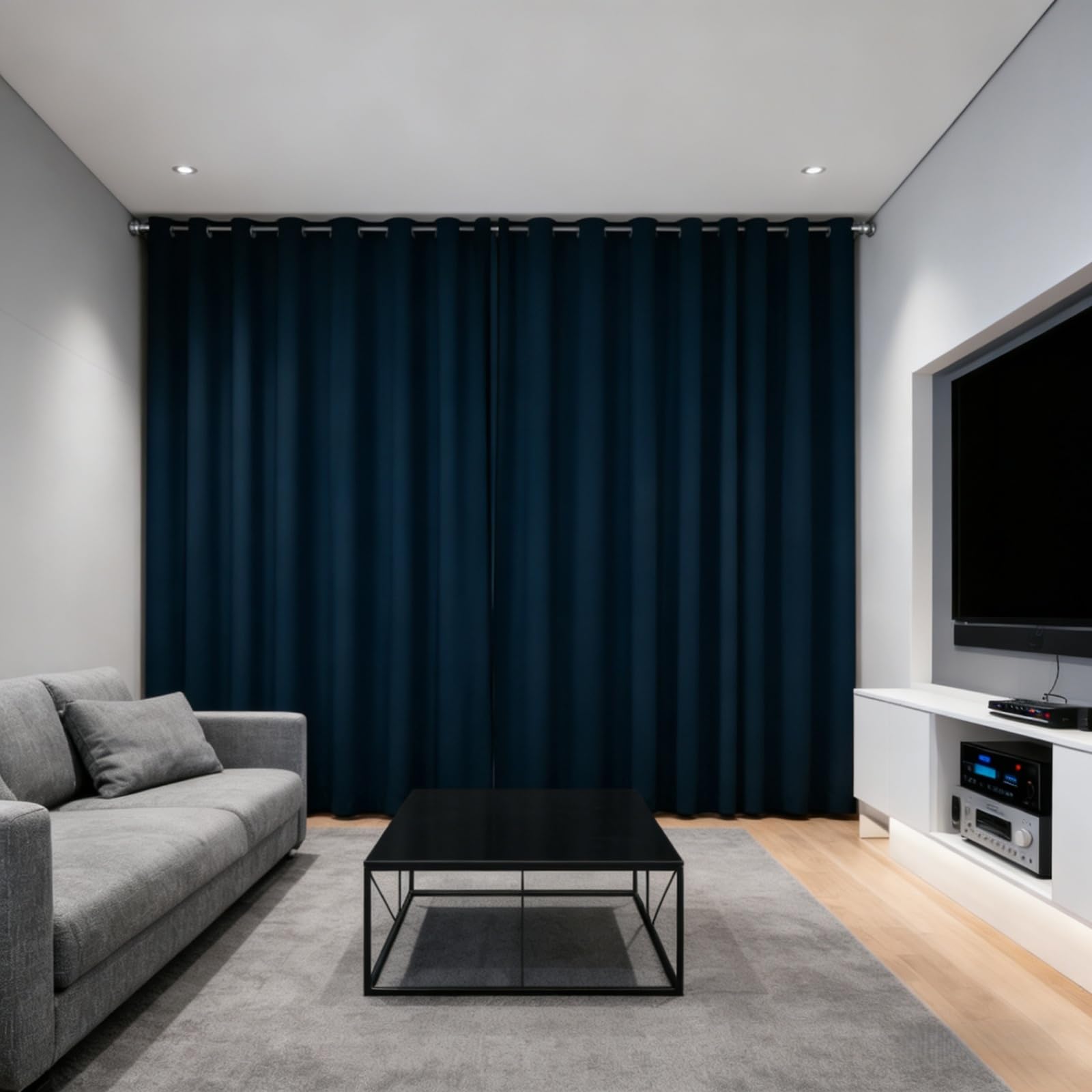 Rideau Occultant 170 x 190 cm Bloquer Lumiere, Anti Chaleur, Thermique Isolant, Anti Froid, Chaleur UV Bruit Curtains et Draperies pour Salon Chambre Cuisine Dressing, Bleu Marine