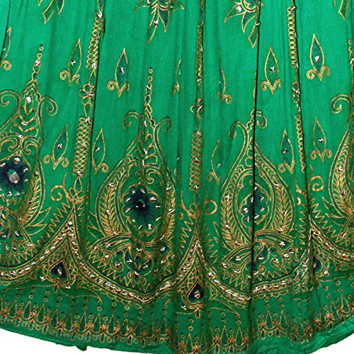 Radhy krishna fashions Tie Dye Yoga Trend Women's Sequined Crinkle Broomstick Gypsy Long Skirt (C-Green)2