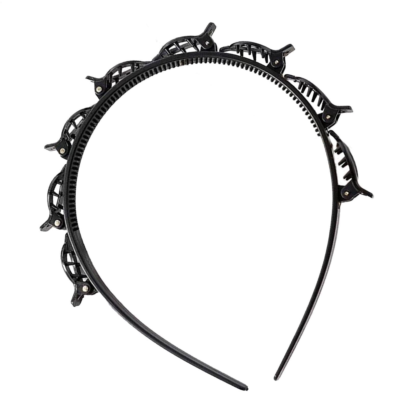 Fascia Per Capelli Con Clip - Forcina Per Capelli Con Doppia Frangia Professionale Per Treccia Dentata, Accessorio Per Acconciatura Da Donna Supporto Per Torsioni A Strati Per Styling A Tessuto Per Ca