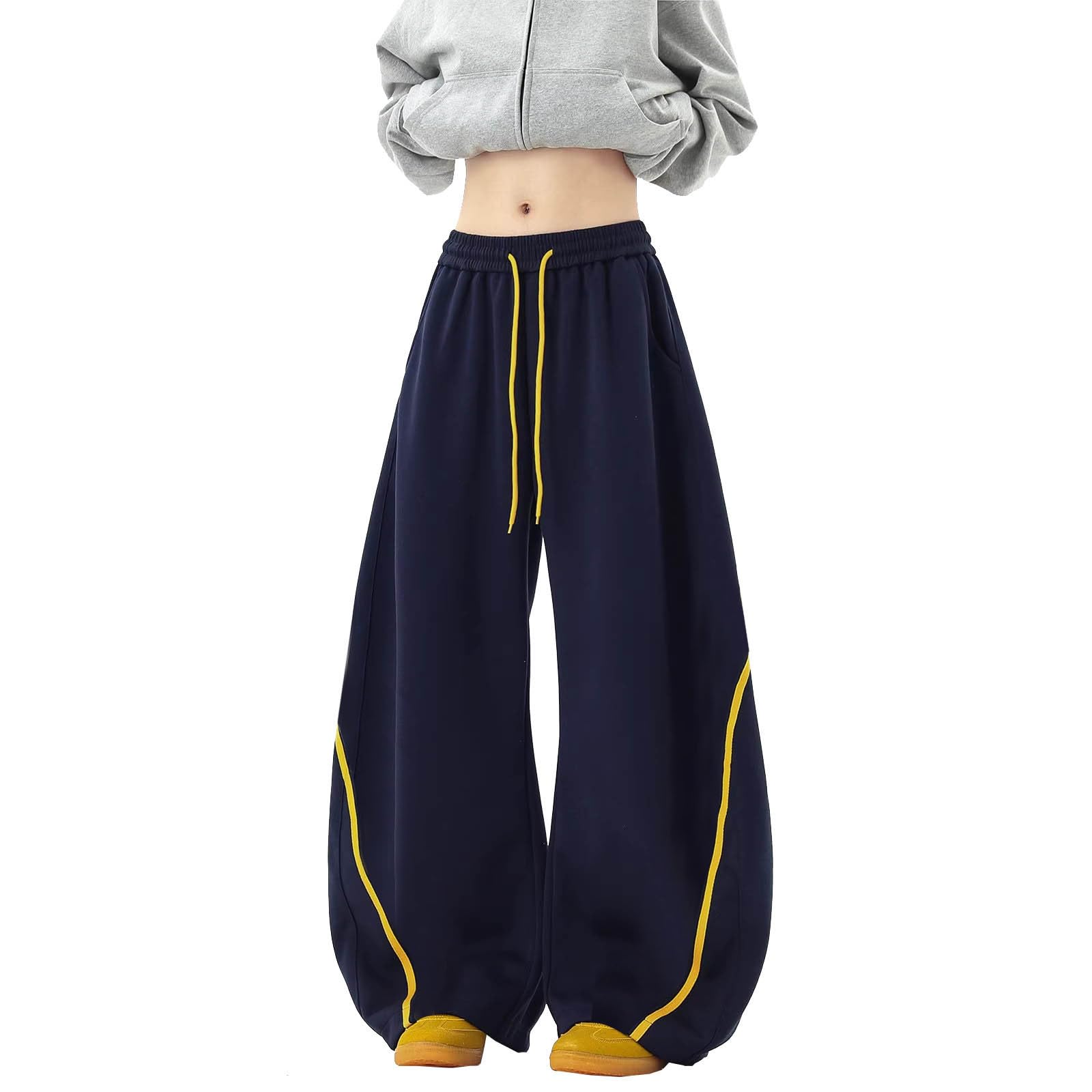 Pantalon Chandal Mujer Chandal Ancho Jogger Pantalones Deportivos Informales de Pierna Ancha con Corte Relajado para Uso Diario y Vestimenta Casual Femenina