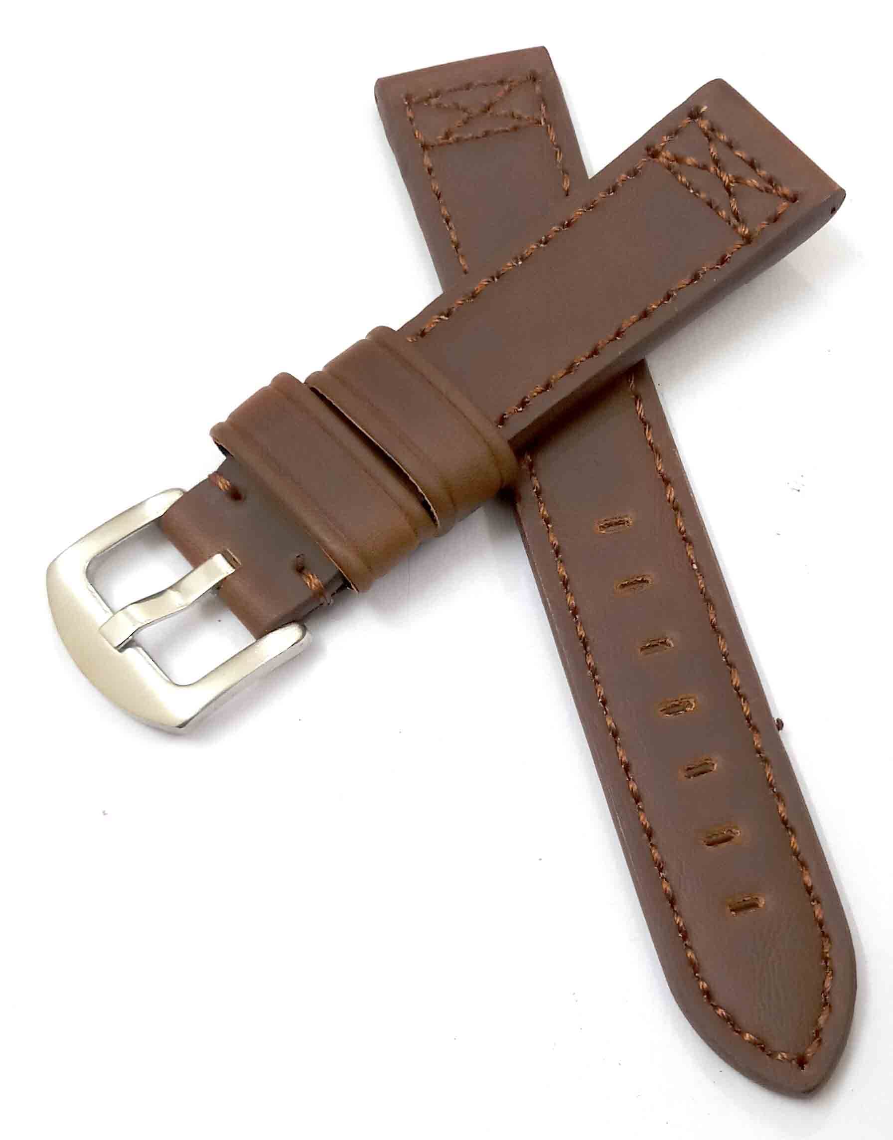 Ewatchaccessories 26mm Genuine Leather Brown Watch Band Strap for Men and Women | Comfortable and Durable Material | Silver Buckle-C3 (B0BGRP12GS) Amazon Price History, Amazon Price Tracker