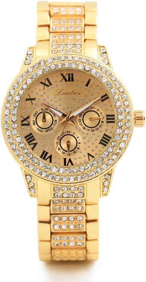 MEIbax Metal Bracelet Quartz Bracelet Gold Bracelet Crystal Diamond Gold Watch