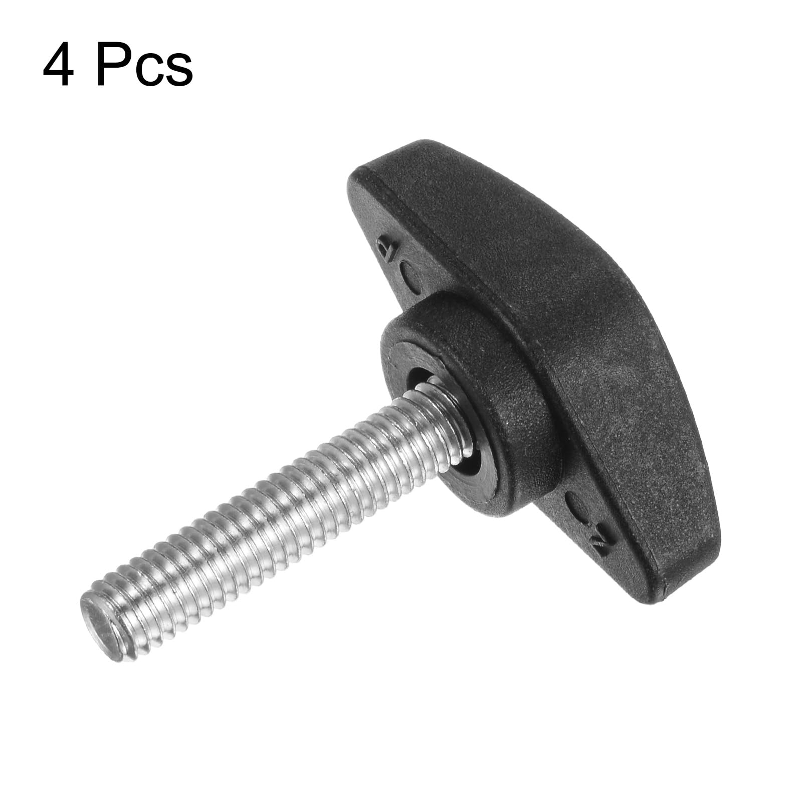 QUARKZMAN 4pz Manopole a T Con Viti a Testa Alare M6x30mm - Plastica Filettatura Maschio Standard, Maniglie Serraggio a Mano, Vite a Testa Zigrinata, Nero