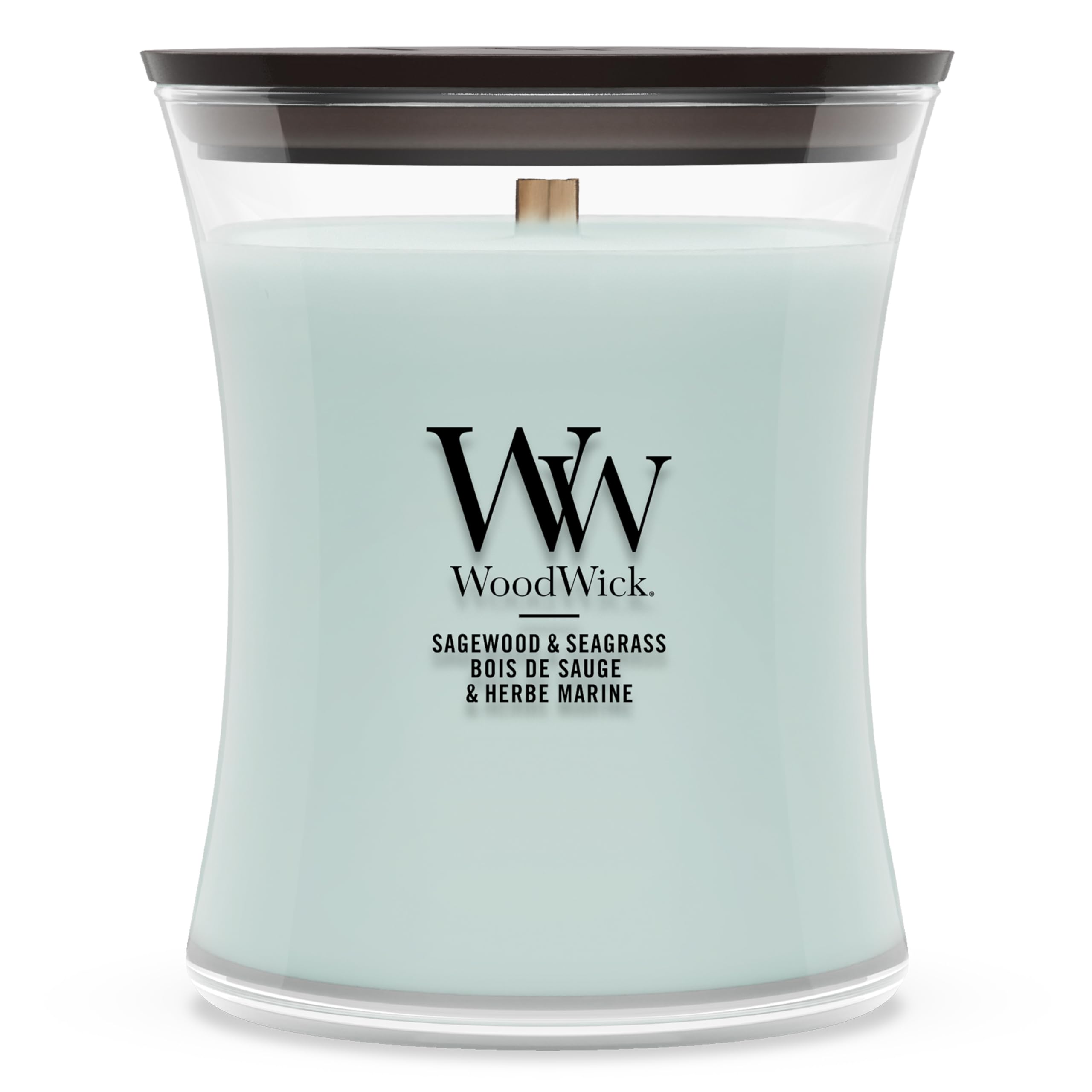 WoodWick | Mittlere Kerze | Sagewood & Seagrass | Tolles Geschenk für Frauen