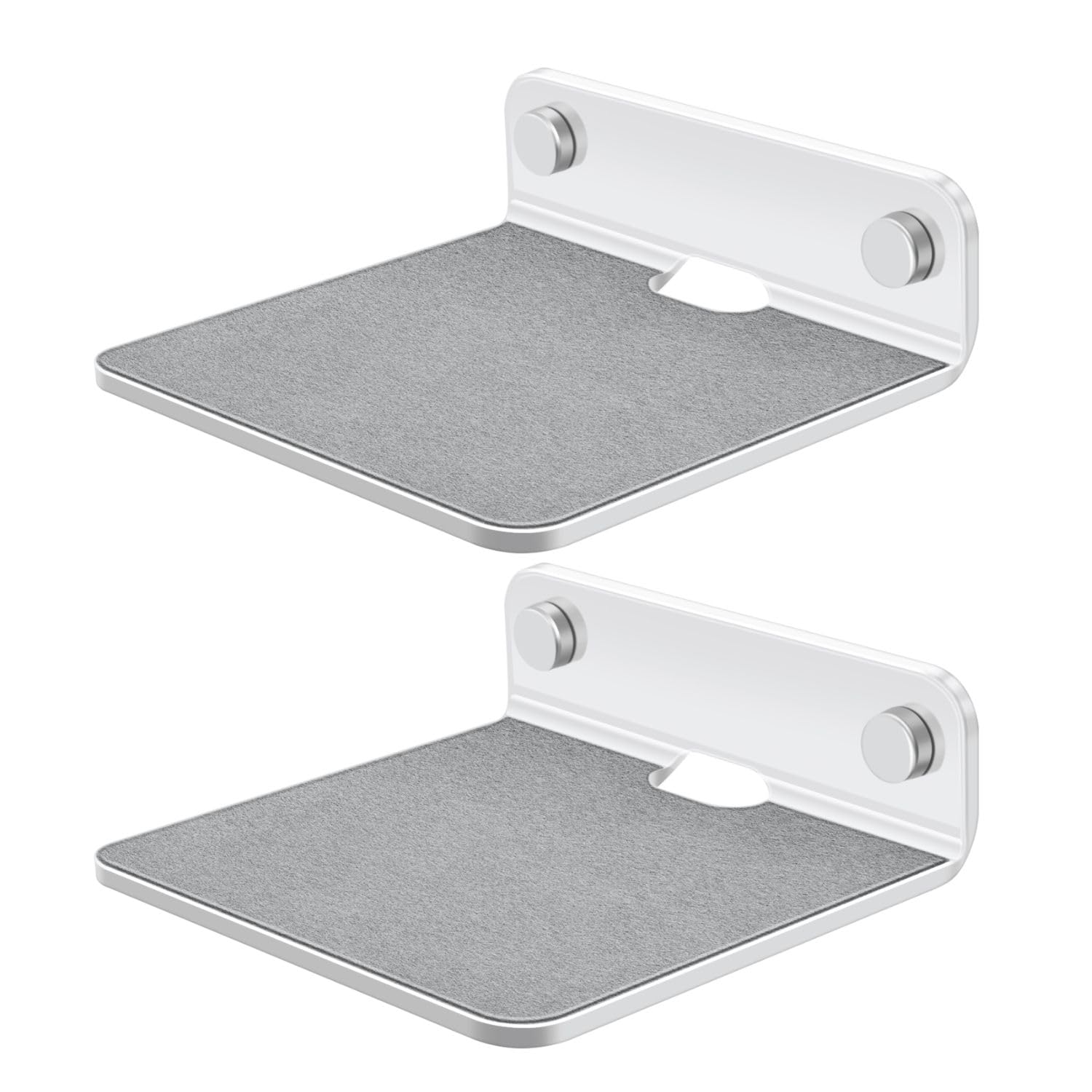 TNP Speaker Shelf Wall Mount - Small Floating Shelf Stand w/Anti Slip for Wireless Speaker - 4.25" Acrylic Tiny Shelves for Smart Phones, Cameras, Mini Action Figures Decor Display, (2 Pack, White)