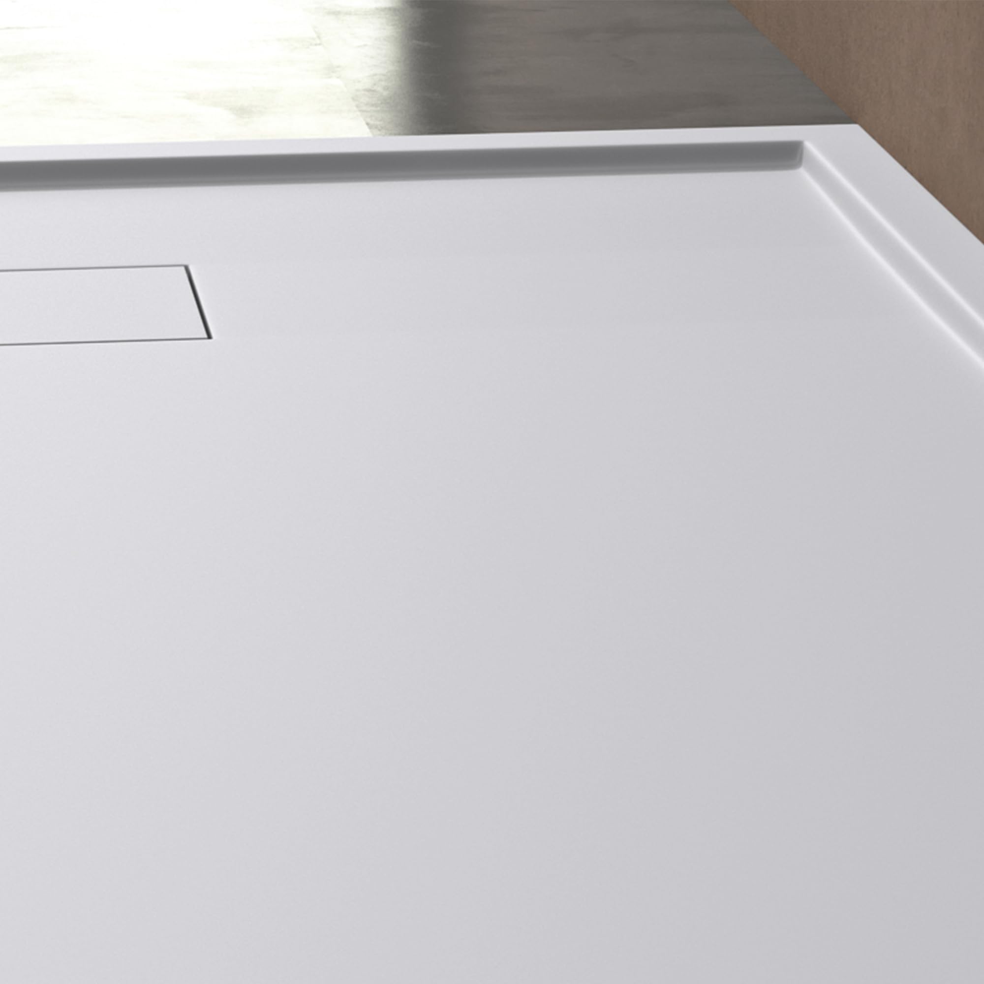 doporro Duschtasse Duschwanne 90x120x4 aus Mineralguss in Weiß Rechteckig