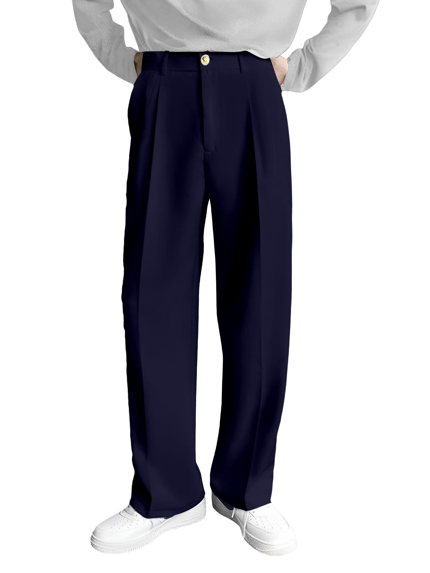 ftx Mens Solid Lycra Blend Relaxed fit Stretchable Baggy Plain Korean Trouser for Men-picture-11