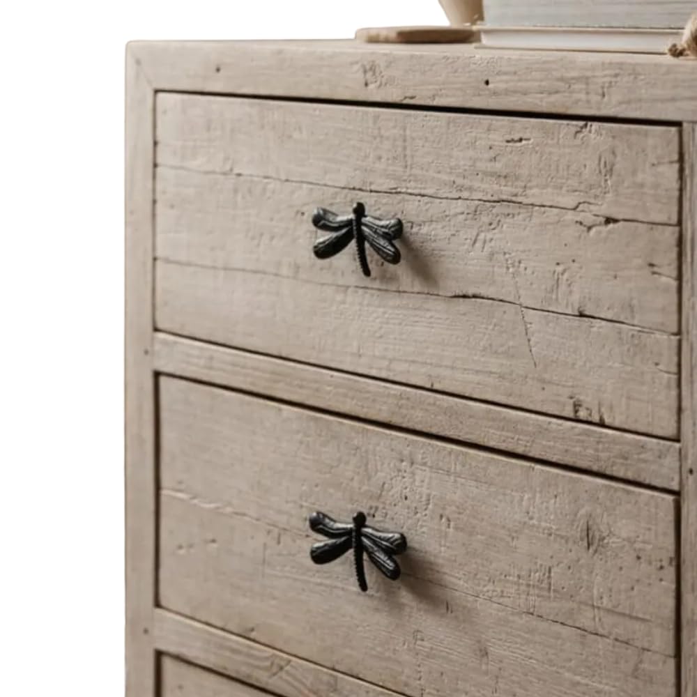 Rustic Cast Iron Dragonfly Drawer Knobs and Door Handles - Decorative Vintage Cabinet Handles, Antique Brass Style Knobs and Furniture Hardware for Knobs, Wardrobe Handles, Kitchen Cupboard Handles
