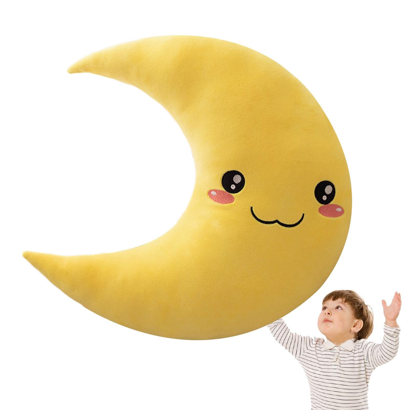 Almohada en forma de luna, cojín de peluche suave, almohada de 9.84 pulgadas con función de felpa, accesorio de decoración de guardería, cama con diseño auténtico, regalo para niños para habitación y — view 9