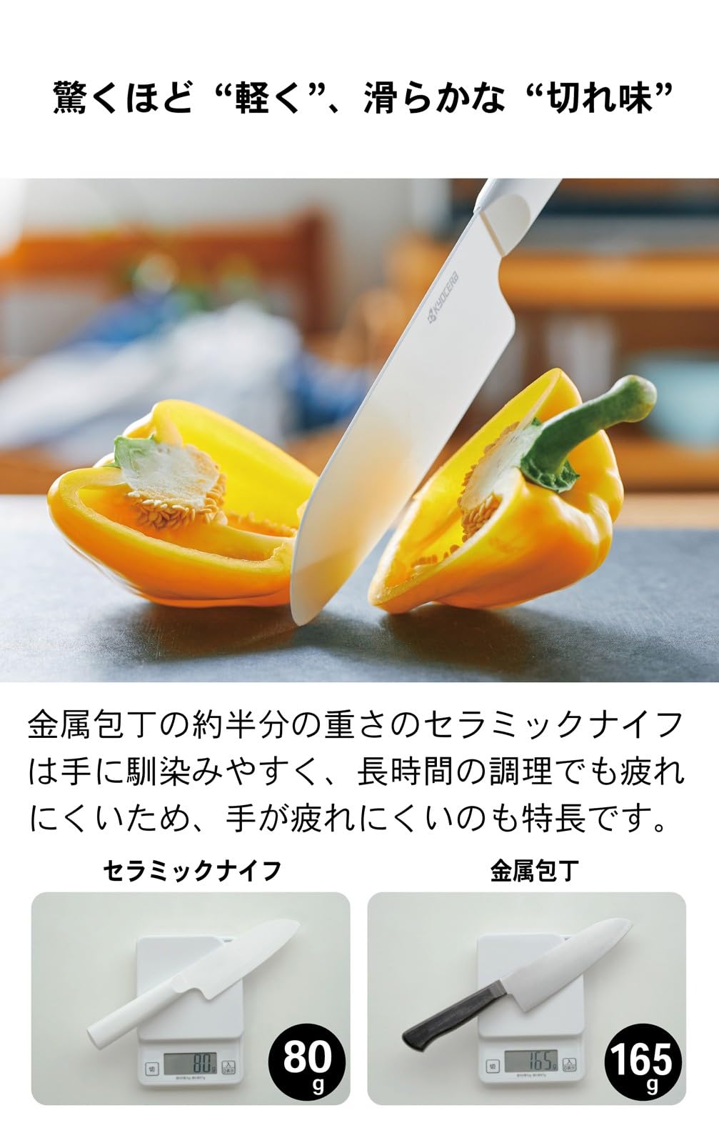 Amazon｜京セラ セラミック 先端 ギザ刃 軽く 鋭く キレイに切れる