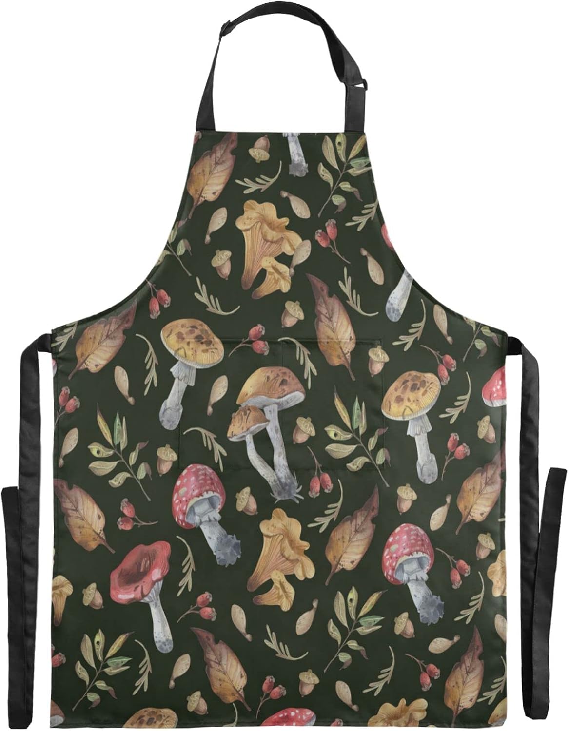 Delantales coloridos con pechera de hongo para mujeres y hombres delantal de cocina con cuello ajustable y bolsillos grandes para cocinar hornear