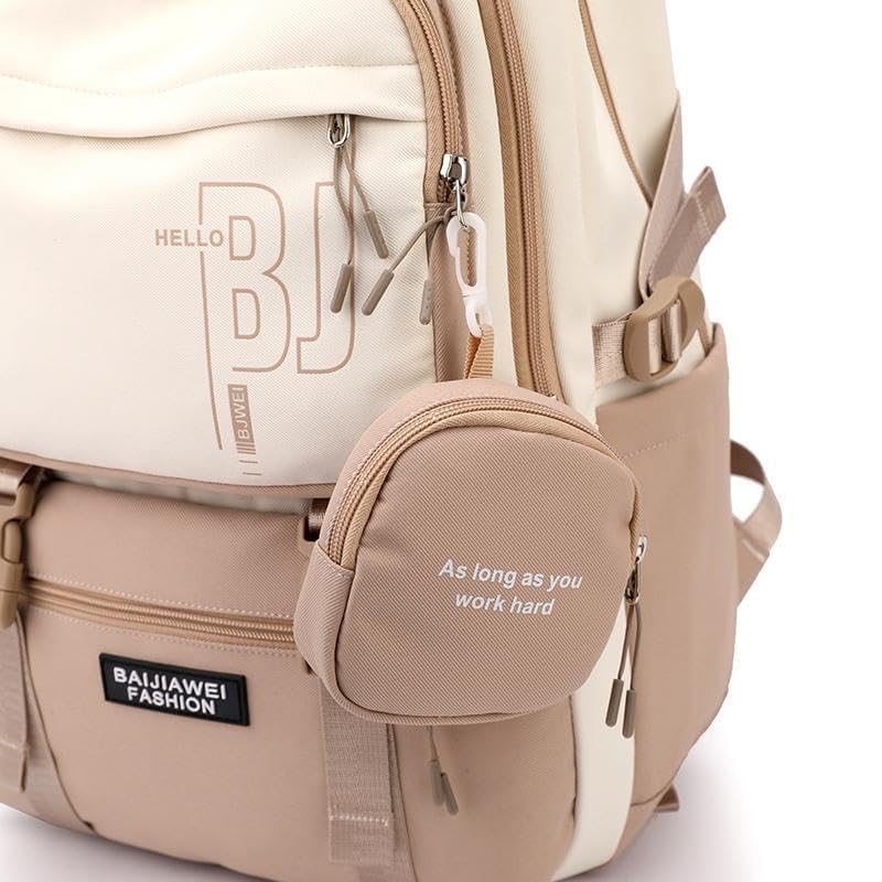 Image of EXVITO Backpack Bags for Women with Small Zipper Pouch College Bag for Girls, School Bags for Girls 13-14 years with Cute Accessory 18.1 Inch Book Backpack for School, Camping, Travel