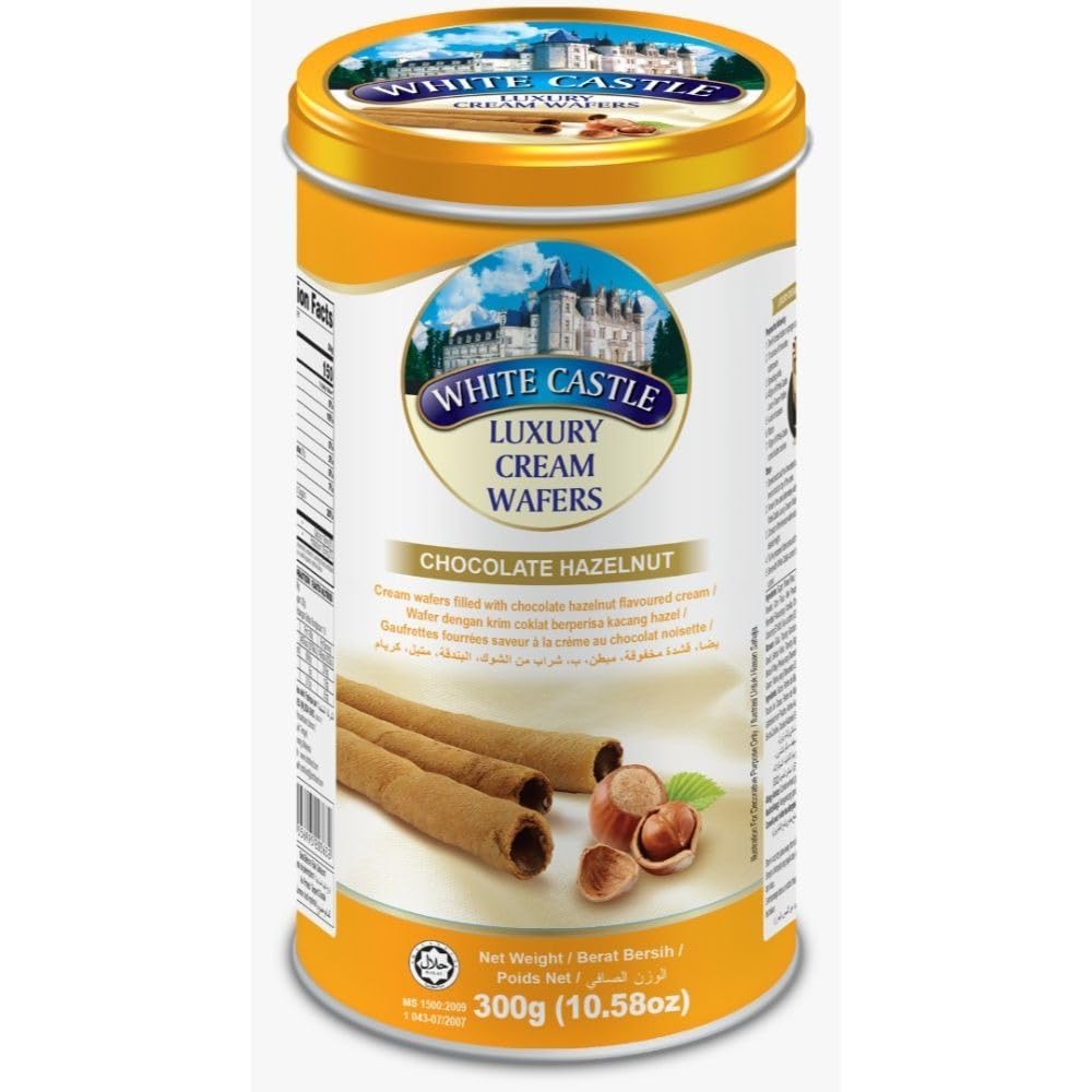 Whit​e Castle Filled Cream Wafers - Chocolate Hazelnut Flavour 300 gm Tin