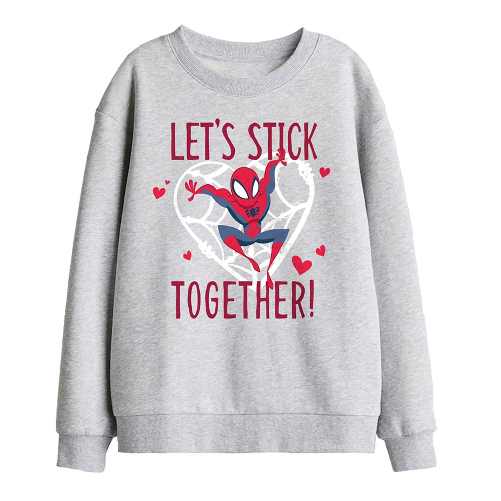 Marvel Spiderman Valentine's Day Stick Together Kids Sweatshirt, Athletic Heather Pullover Unisex - Bambini e Ragazzi (Pacco da 1)