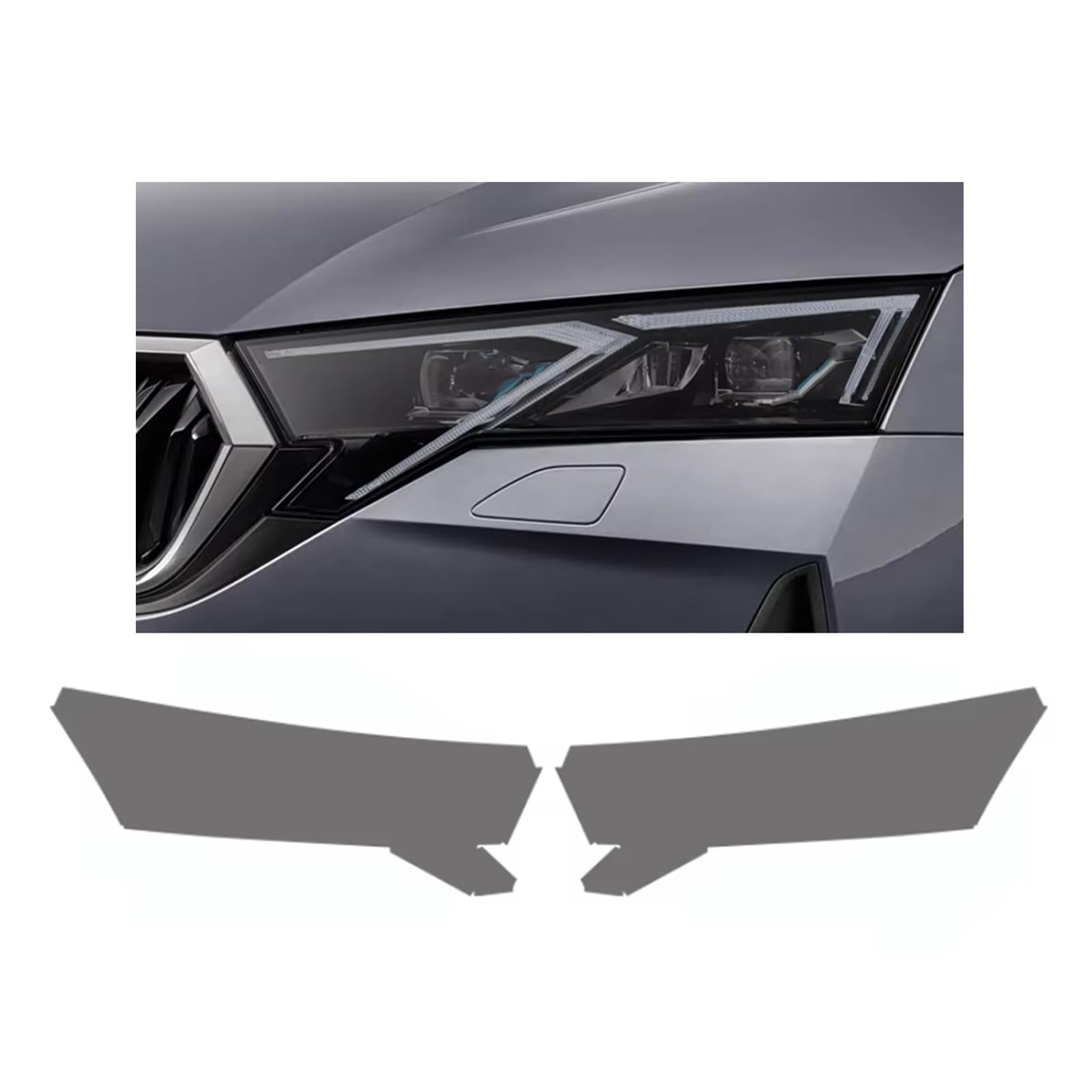 Headlight Film for Skoda Octavia MK4 2024-2026, 1Set Transparent/Smoke Black Car Headlight TPU Protective Film