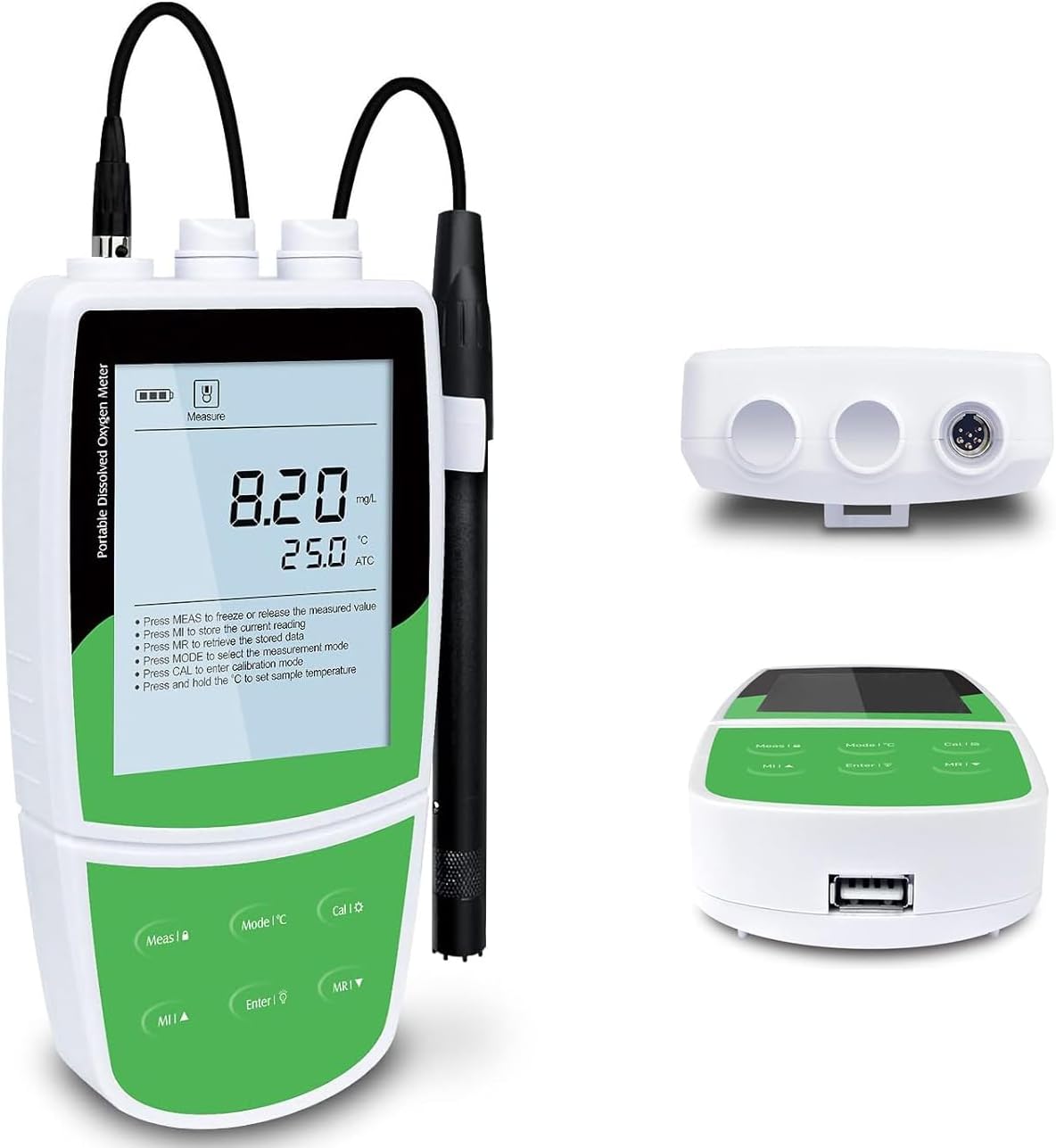 Dissolved Oxygen Meter Testers Handheld Dissolved Oxygen Detector with Range0.00 to 20.00 mg/L Accuracy 0.5 mg/L and for Testing Dissolved Oxygen Concentration Stores100 Groups Data