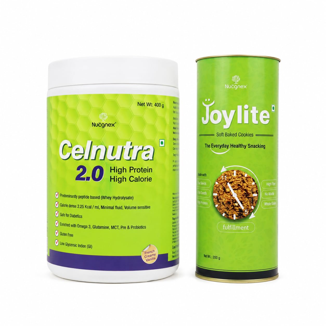 Nucgnex Celnutra 2.0 & Healthy Snacking Combo | Celnutra 2.0 Advanced Recovery Nutrition Powder 400g + Joylite Sugar-Free Multigrain Cookies 200g-image-43