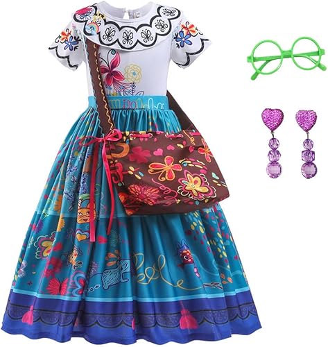 Yipkorra Disfraz de Encanto Mirabel para niñas disfraz de Isabella disfraz de princesa de Halloween con aretes Yipkorra Disfraz de Encanto Mirabel para niñas disfraz de Isabella disfraz de princesa de Halloween con aretes