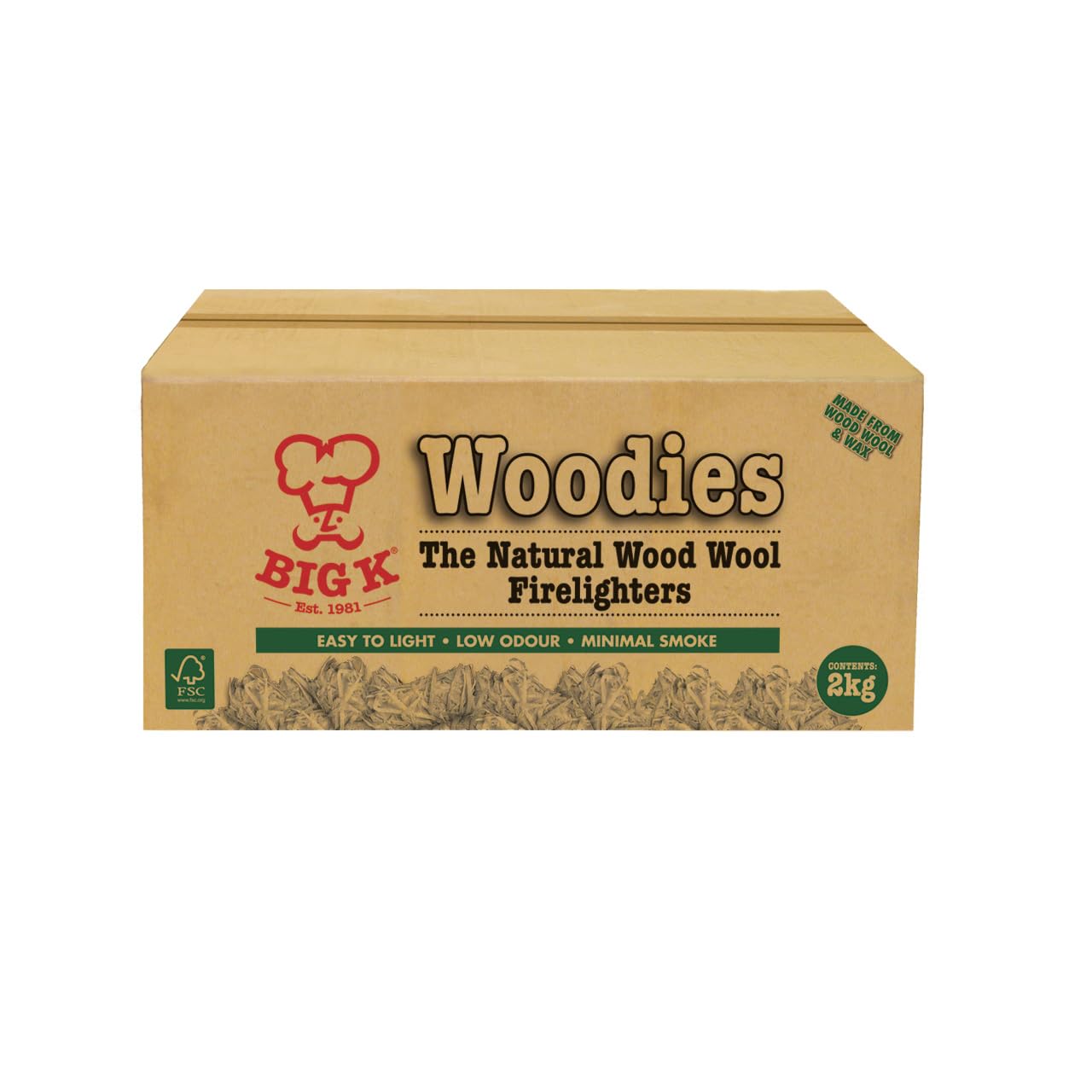 Big K Wood Wool Firelighters FSC in a box
