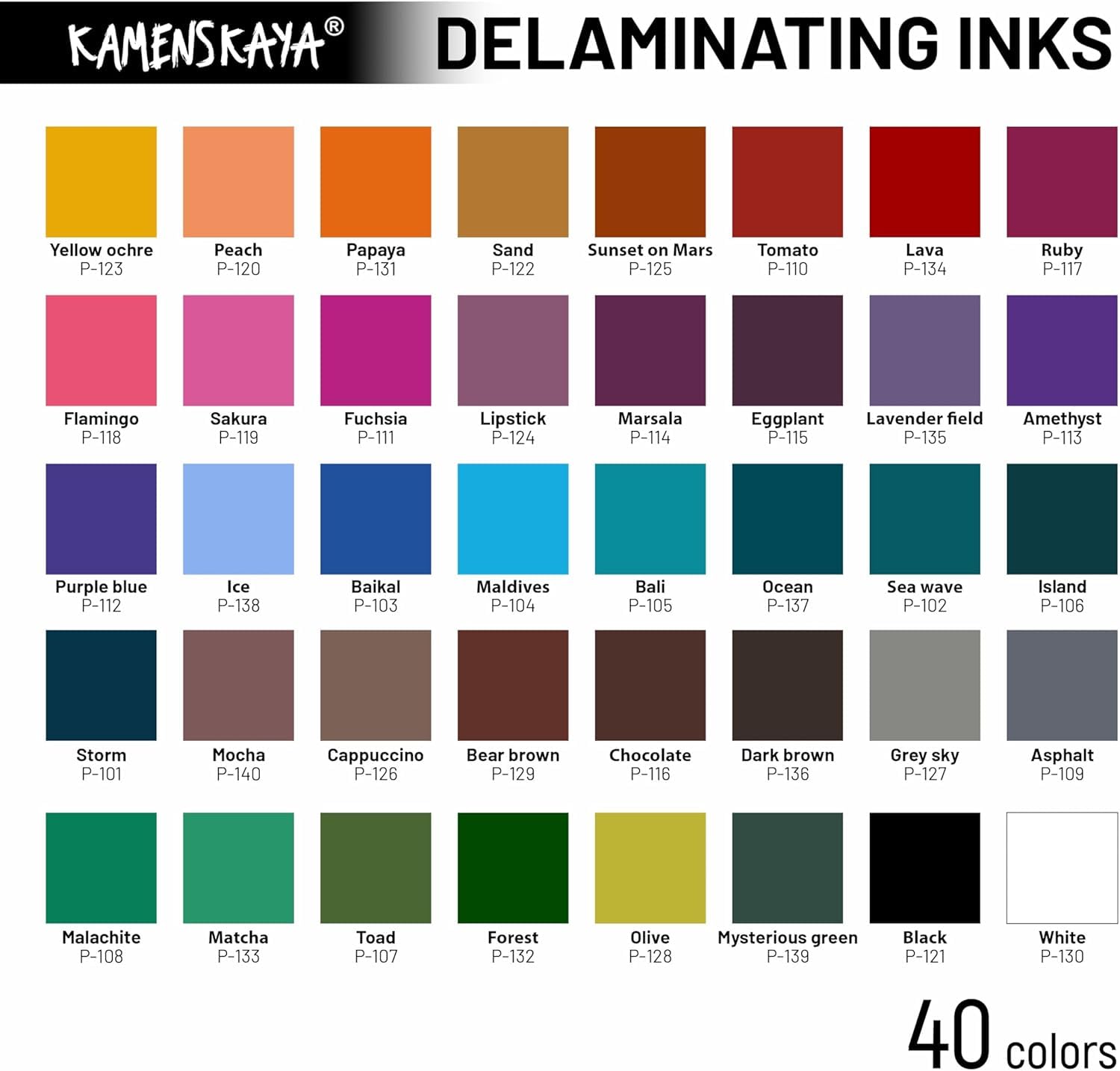 KAMENSKAYA Delaminating Alcohol Inks - Delaminating Ink Set 'Sunset' - 8 pcs. 1 Fl Oz (30 ml) Each