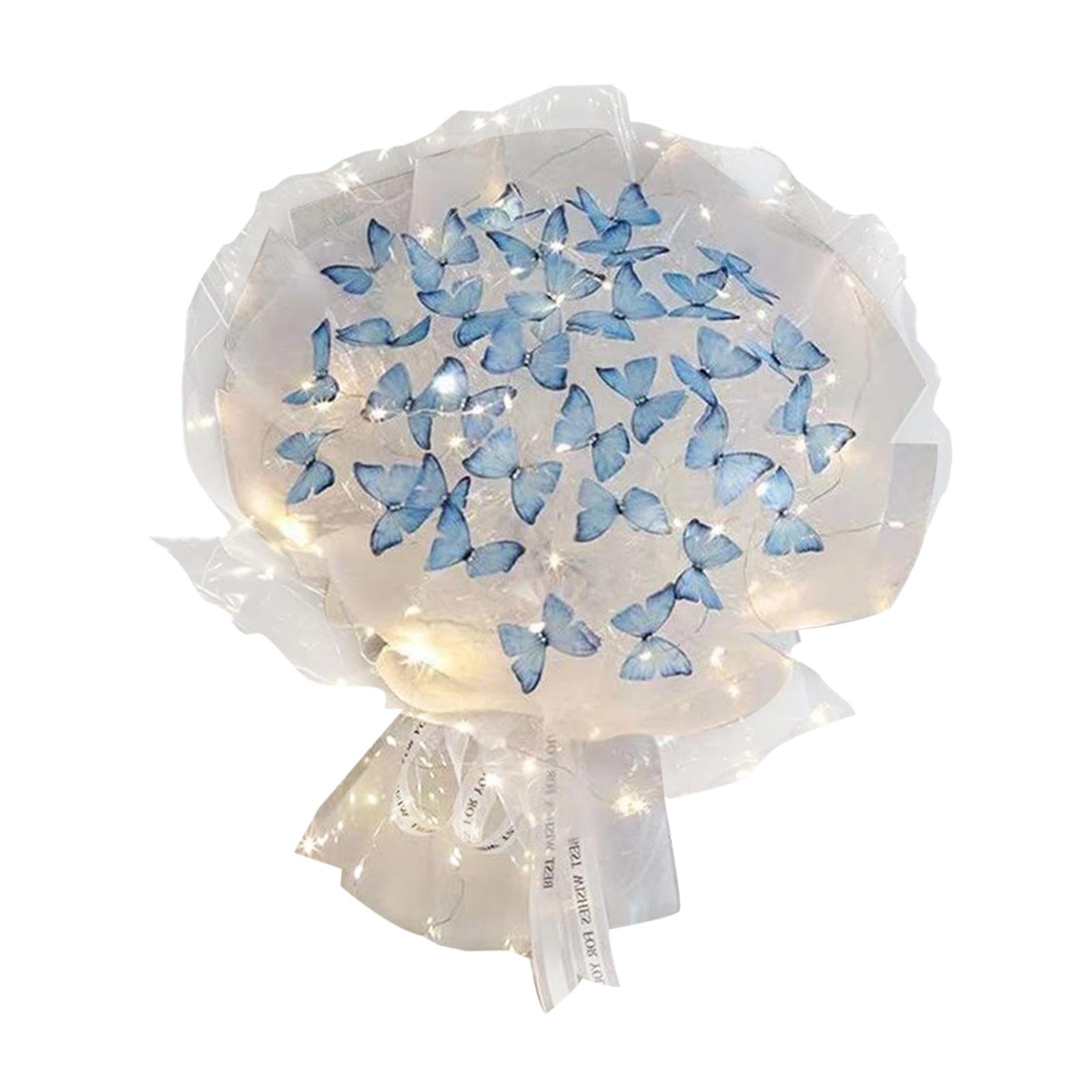 Kit per Realizzare Bouquet di Farfalle Artificiali con Ferro da Stiro E Nastro, Ideale per Decorazioni Artigianali, Compleanni E Matrimoni, Blu 52 Farfalla