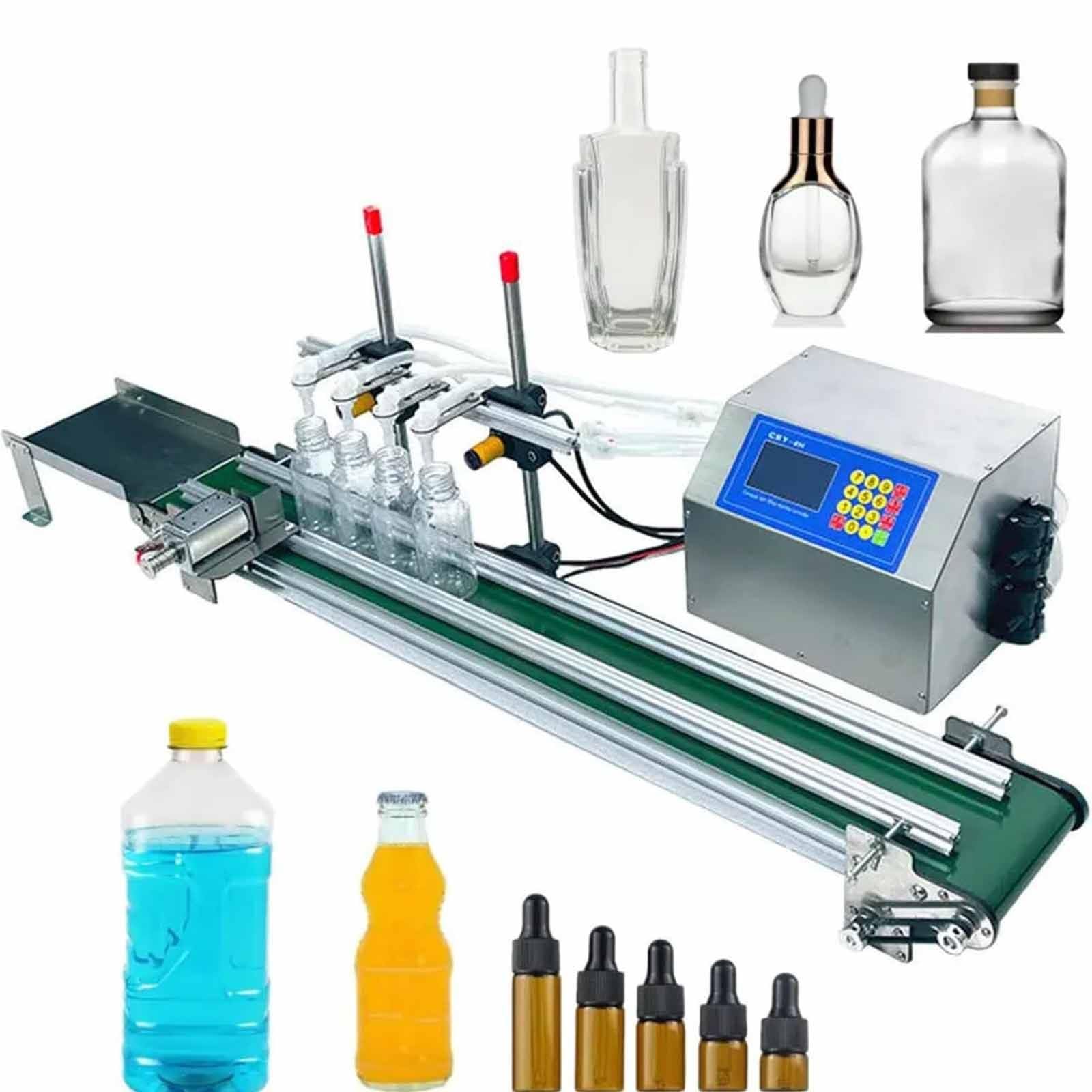 Automatyczna maszyna do napełniania płynów, 4-głowicowa, 10-500 ml do soku, wina, detergentu - sprzęt do napełniania płynem na biurko
