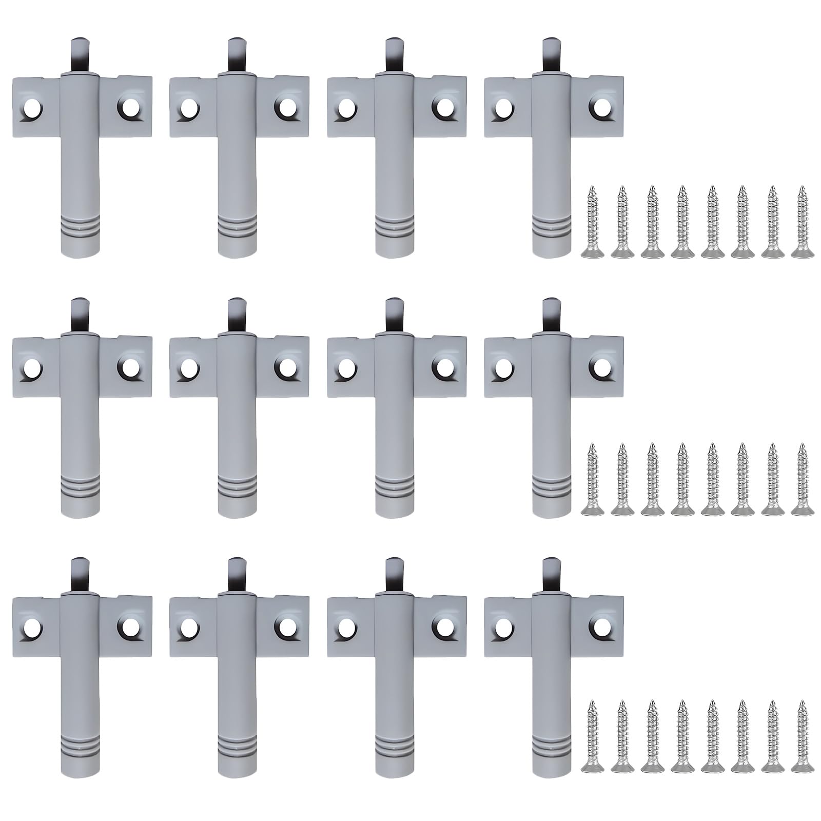 Wjelet 12 Pcs Soft Close Dampers, Soft Close Quiet Closer Damper Buffers for Kitchen Cabinet Door Drawer, with 24 Pcs Screws,Universal Fit (Gray)