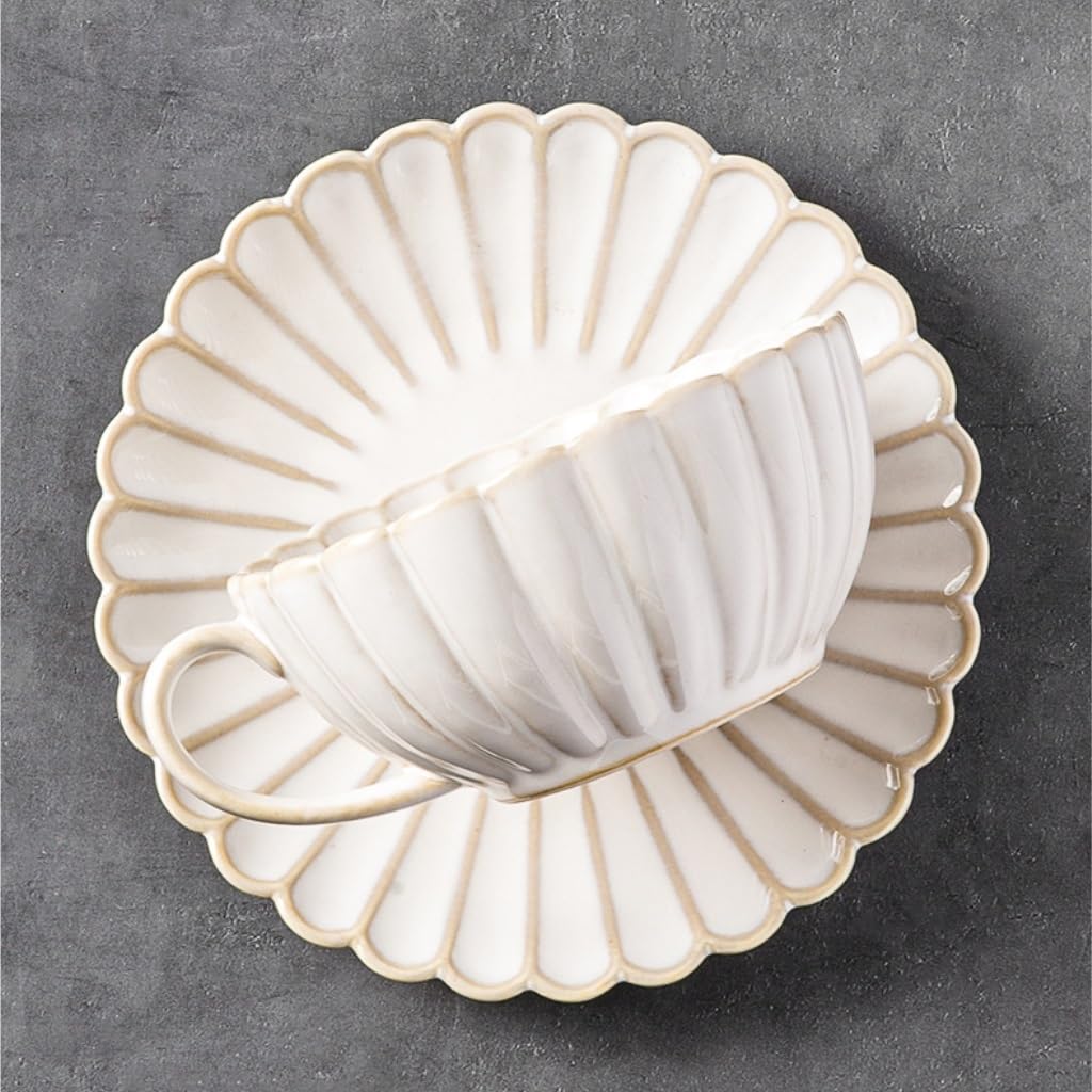 kubek ceramiczny, Zestaw retro filiżanek i spodków do kawy, ceramiczny kubek domowy, kubek na wodę, kubek do latte vintage, popołudniowa herbata(B)