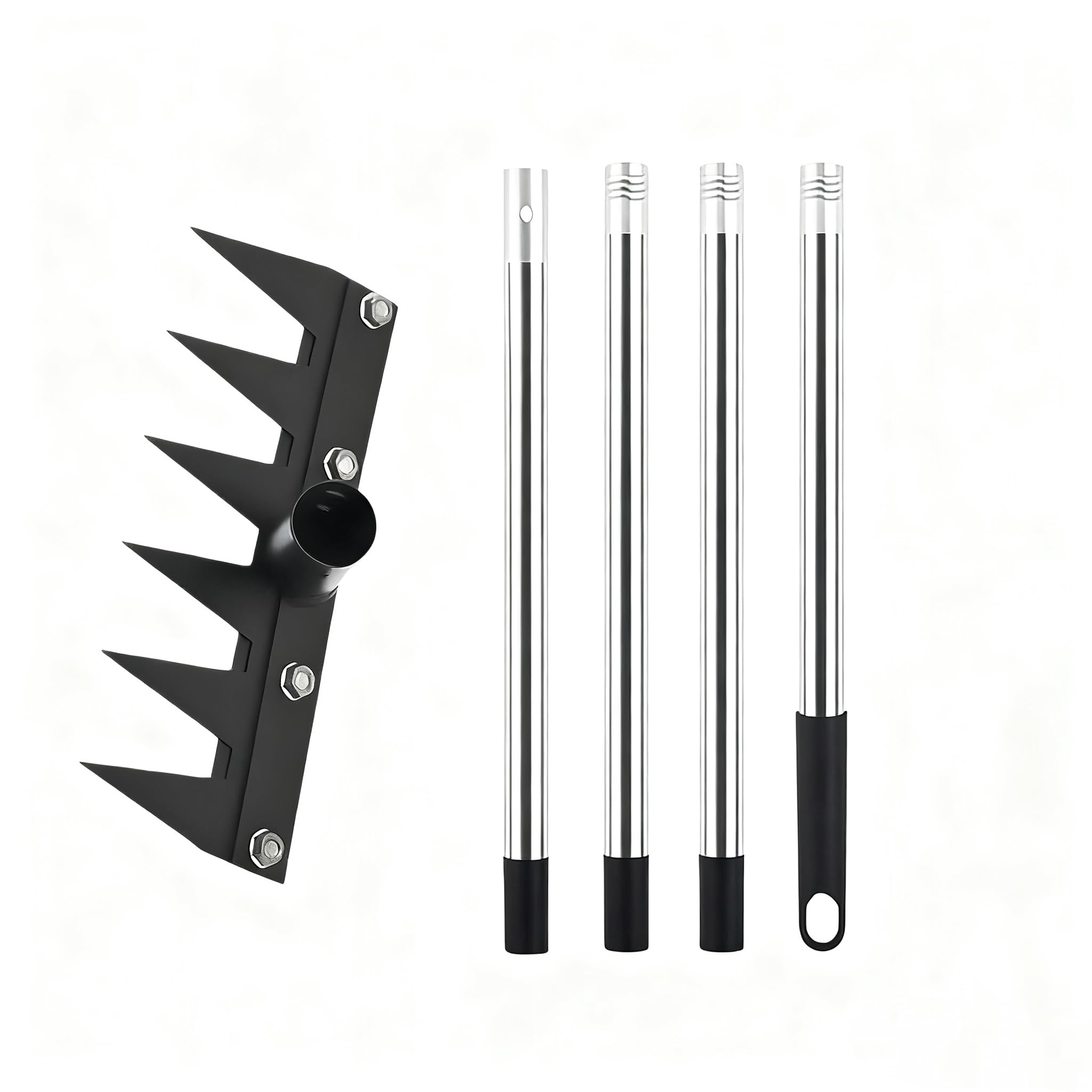 Ekoama Heavy Duty Iron Weeding with Long Handle - Carbon Steel Garden & Weed Tool for Weed, Loosening Soil, Flower