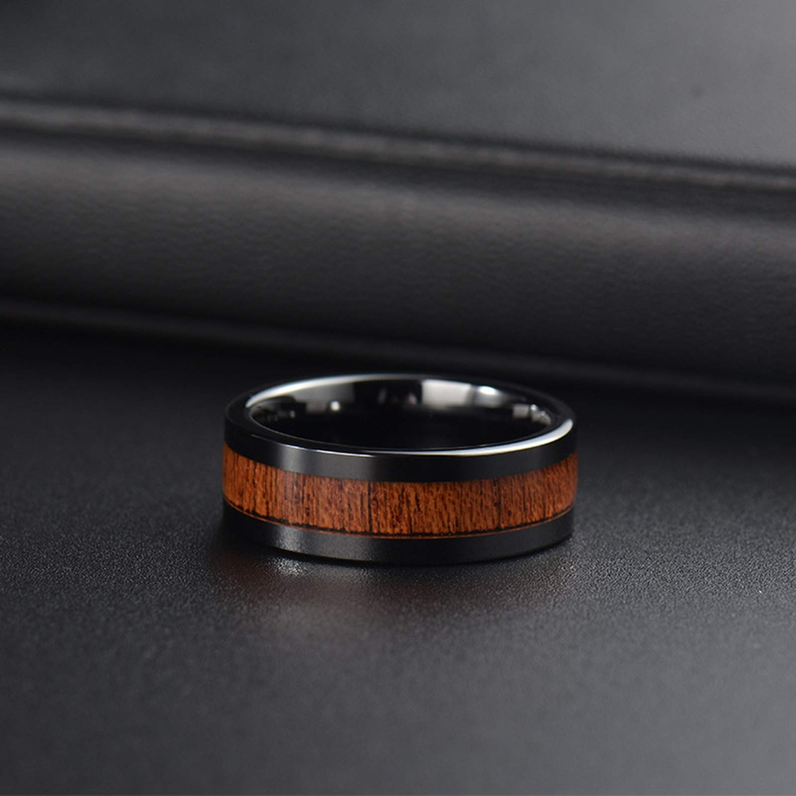 Gualiy Halskette Paare Gravur, Pärchen Wolfram Kette 8mm Schwarz Ring Einlegen Holz Halsketten