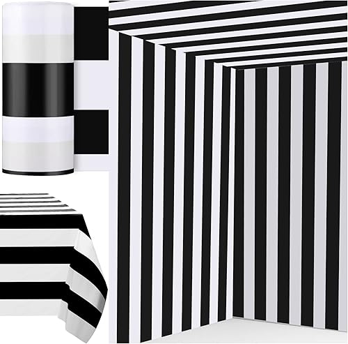 Rollo de mantel a rayas de plástico de 78.7 pulgadas x 100 pies para carnaval, circo, fiesta, mesa, escenario, tienda, aula, decoración de fondo de