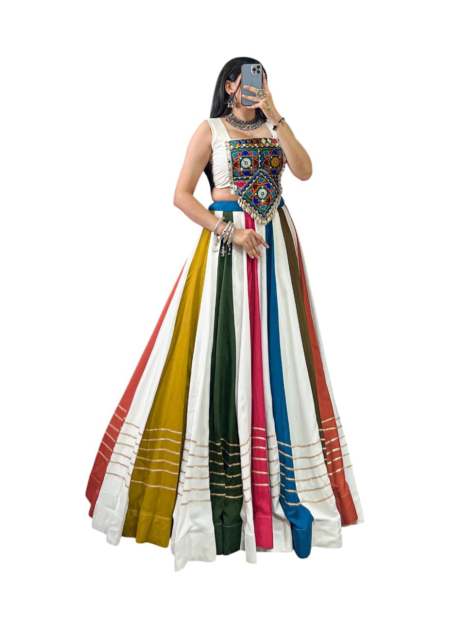 Women's Trending Designeer Tussar Silk Lehenga Choli Print with Foil Work With Unstitched Blouse Patola Print Adorned with Foil Work For Navrati || Wedding-image-42