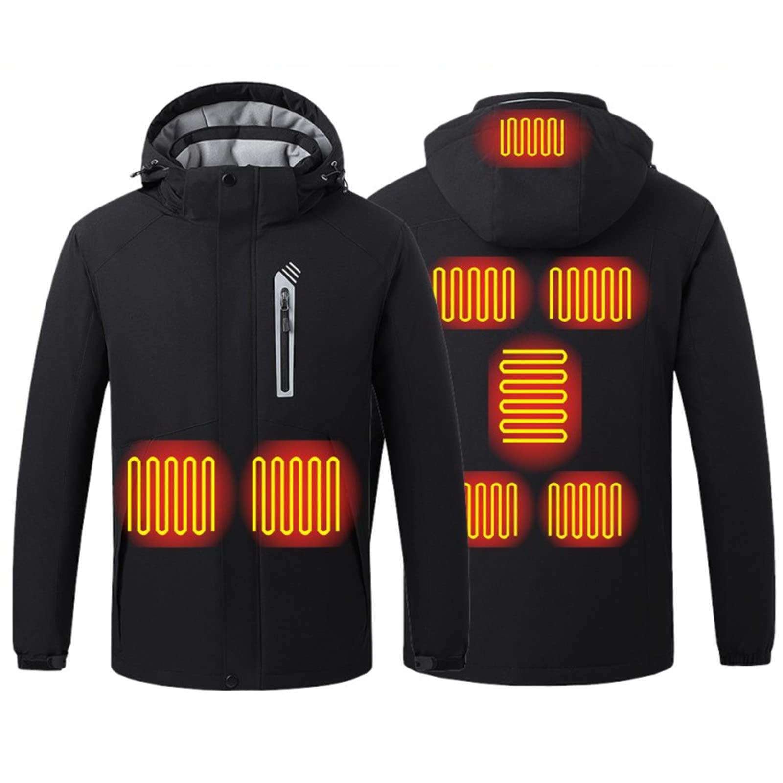 Chaqueta térmica térmica con 8 zonas de calefacción, interfaz USB, para hombre, mujer, invierno, impermeable, cortavientos para trabajo al aire libre, esquí, equitación de moto