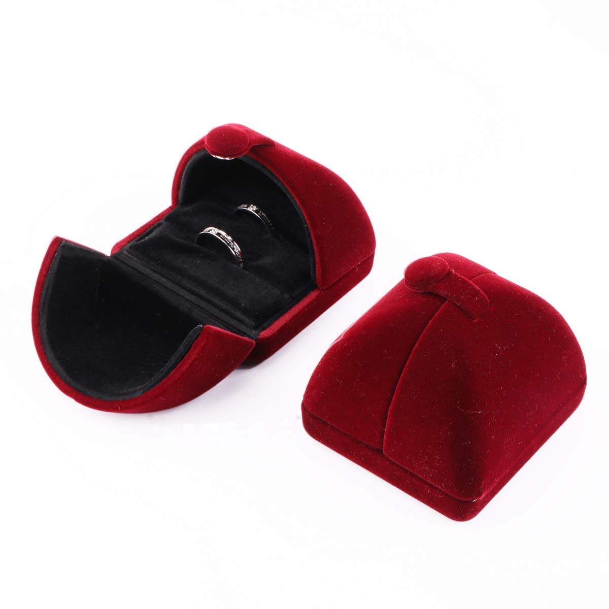 iSuperb Ring Box for Proposal, Flannel Earrings Stud Ring Case Jewelry Case for Women Double Rings Box Jewellry Display for Wedding and Gifts, 6.5x6x5cm