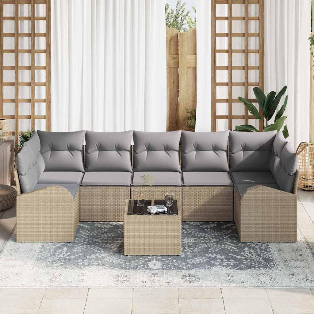 Zestaw sof ogrodowych, beżowy, 55 x 55 x 37 cm, polirattan, modułowa konstrukcja na taras, meble outdoorowe, odporna na promieniowanie UV, trwała, do ogrodu