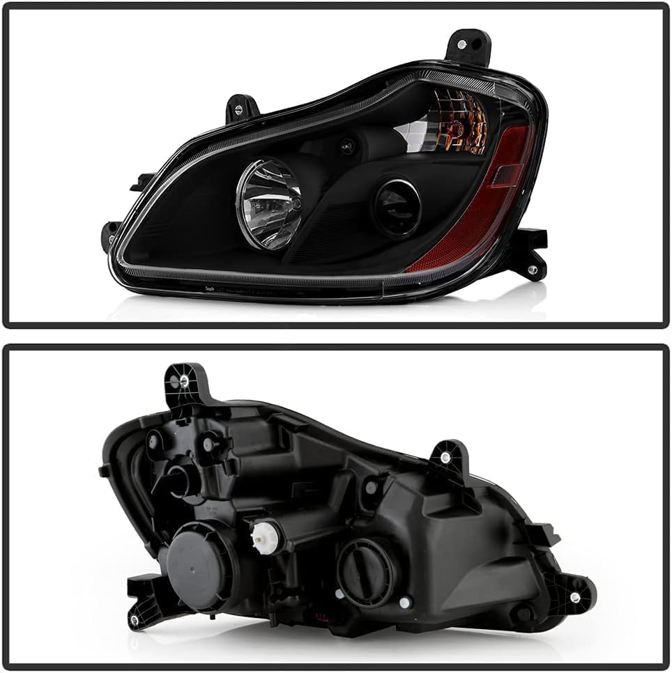 Miniatura 4 de Torque Par de faros delanteros halógenos con carcasa negra de repuesto para Kenworth T680 2013-2019 2013 2014 2015 2016 2017 2018 2019 Conjunto