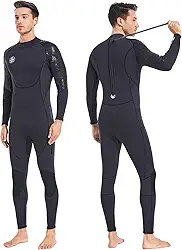 Roupa de mergulho masculina feminina de neoprene – BEEK 3 mm roupa de mergulho térmica com zíper nas costas maiô de manga comprida para mergulho quente de corpo inteiro para surfe, snorkeling,