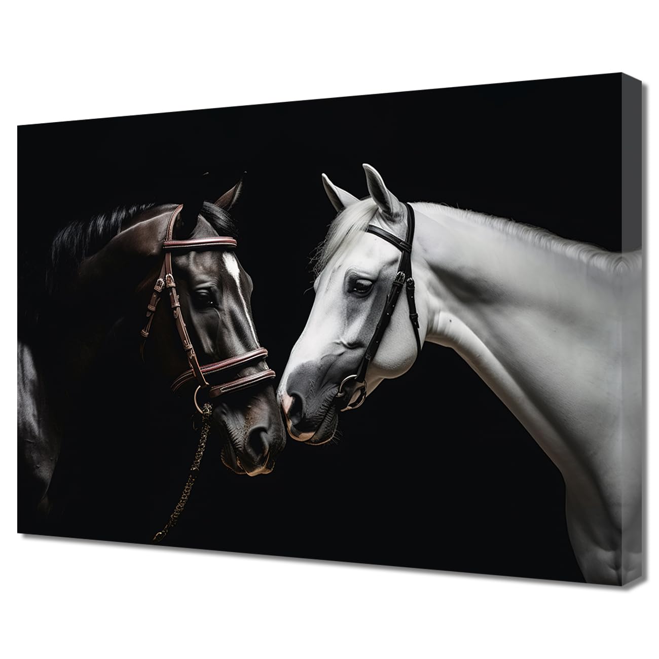 Amazon.co.jp: ZQQART 馬 キャンバス ウォールアート 大 白黒 馬 絵