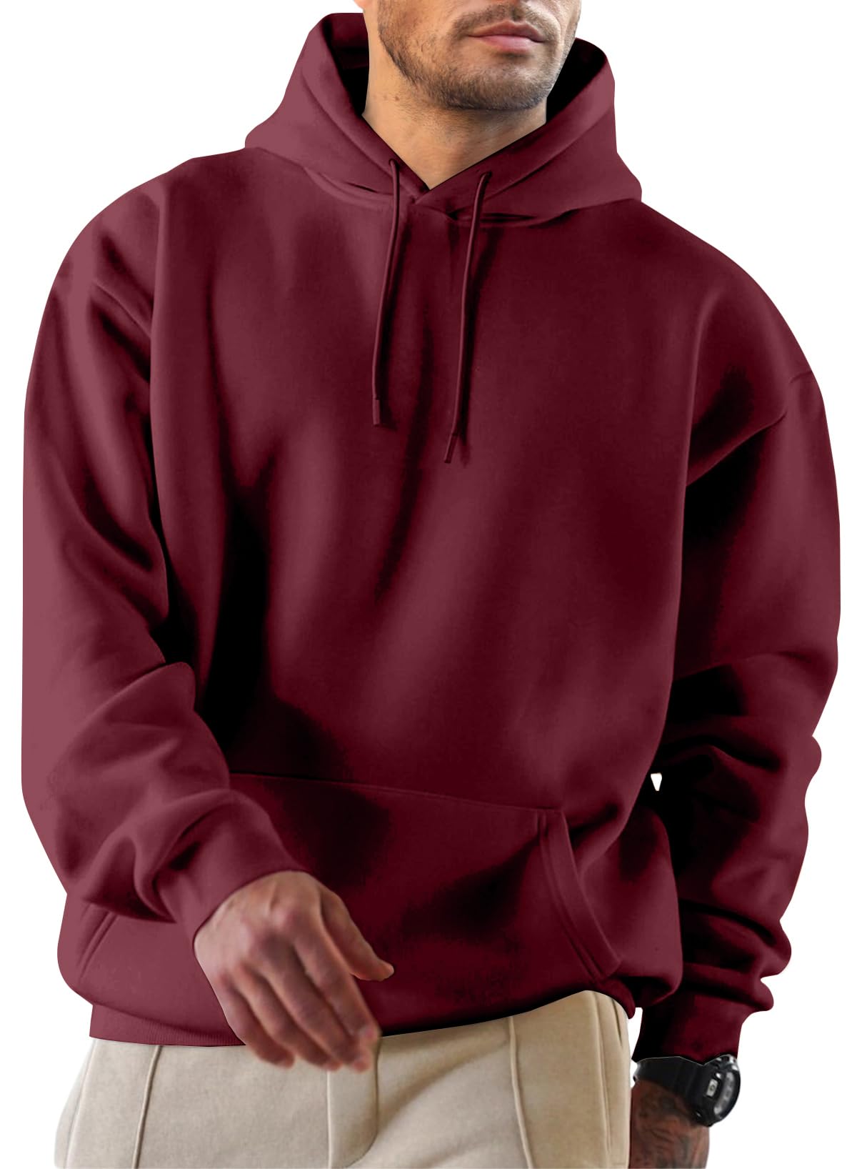 JMIERR Hoodie Herren Freizeit Pullover mit Taschen Winter Warm Langarm Kordelzug Sweatshirt Männer Baumwolle Kapuzenpullover