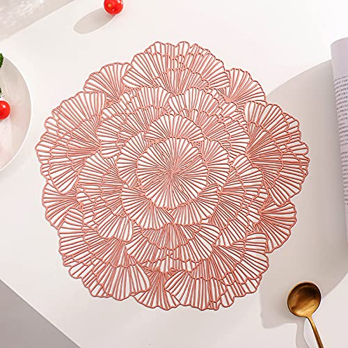 Set van 4 ronde placemats van pvc, waterdicht, oliebestendige tafelplacemats, decoratieve placemats voor thuis, tafel, bruiloft, feest (goud