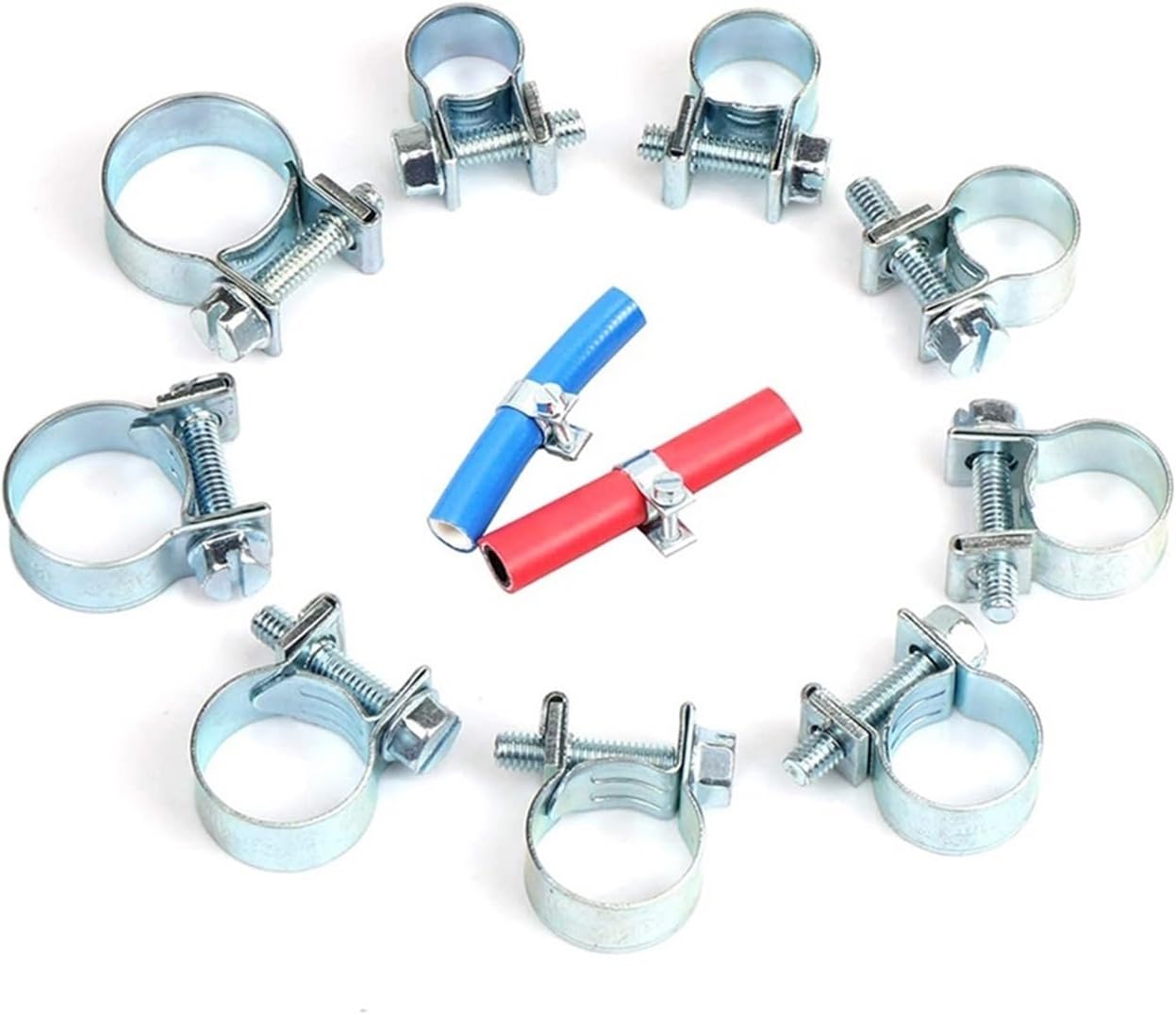 60/135pcs Pipe Clamp Hose Clamp Water Pipe Fuel Hose Clips Clamps Tube Clamp Metal Pipe Clamps Assortment Kit 8-18mm(135PCS)