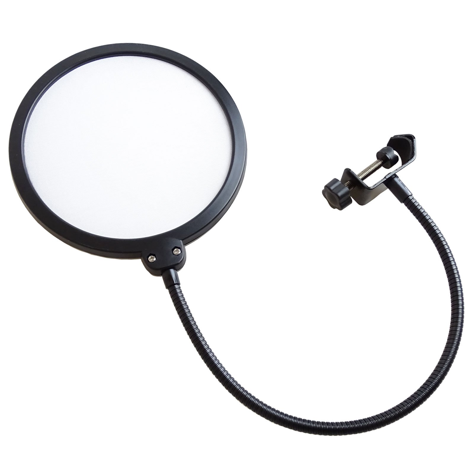 keepdrum Mikrofonständer mit Galgen Schwarz + Popschutz Popfilter Weiss