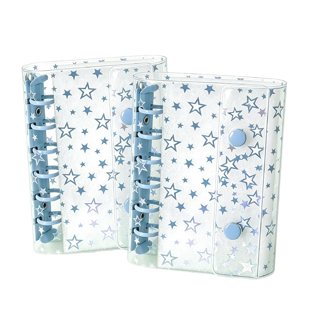 Raccoglitore ad anelli, formato A7, in plastica PVC, impermeabile, per scuola e ufficio (blu-2)