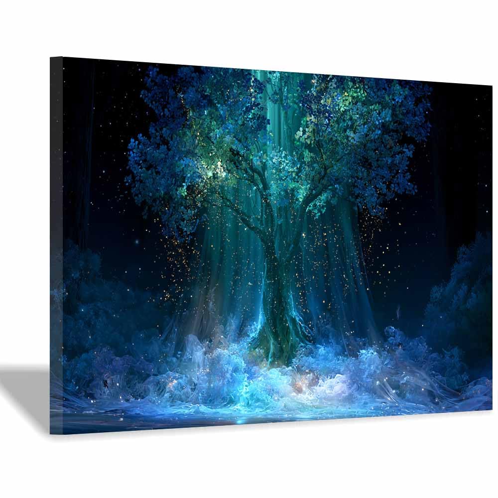 XENIOU Tree Canvas Wall Art Fantasy icy willows canvas painting wall art, Living Room Bedroom Hallway Stairs Decoration.(Multicolor)-60x90cm Framed