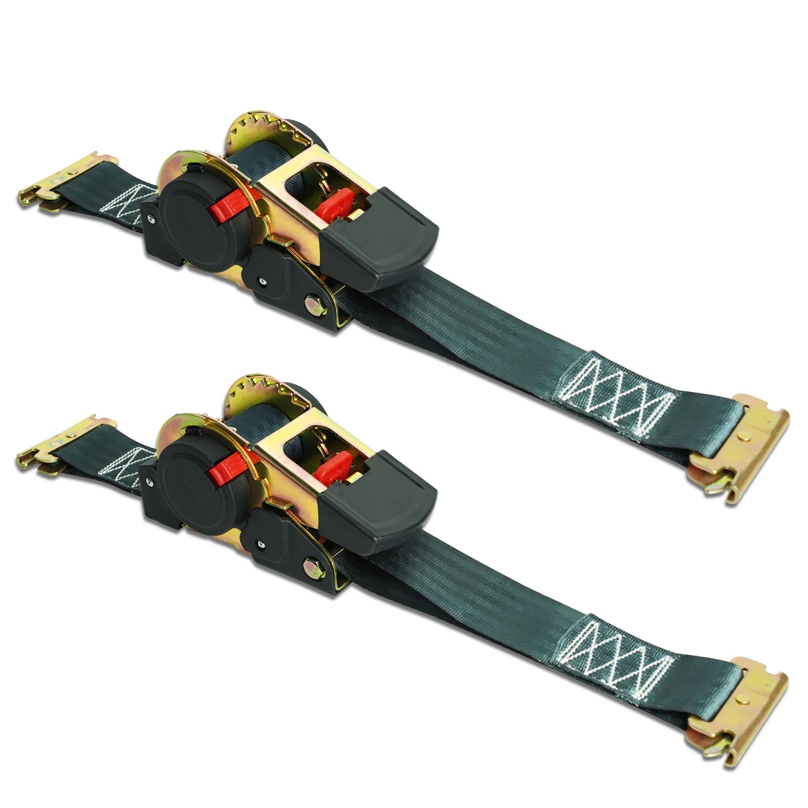 ANLULOAD Retractable Ratchet Strap(2in x 6ft),E Buckle Retractable Tie Down Strap for Motorcycles, Boats,Atvs,Utvs.WLL1,653Lbs,BS:3,306Lbs(2 Pack)