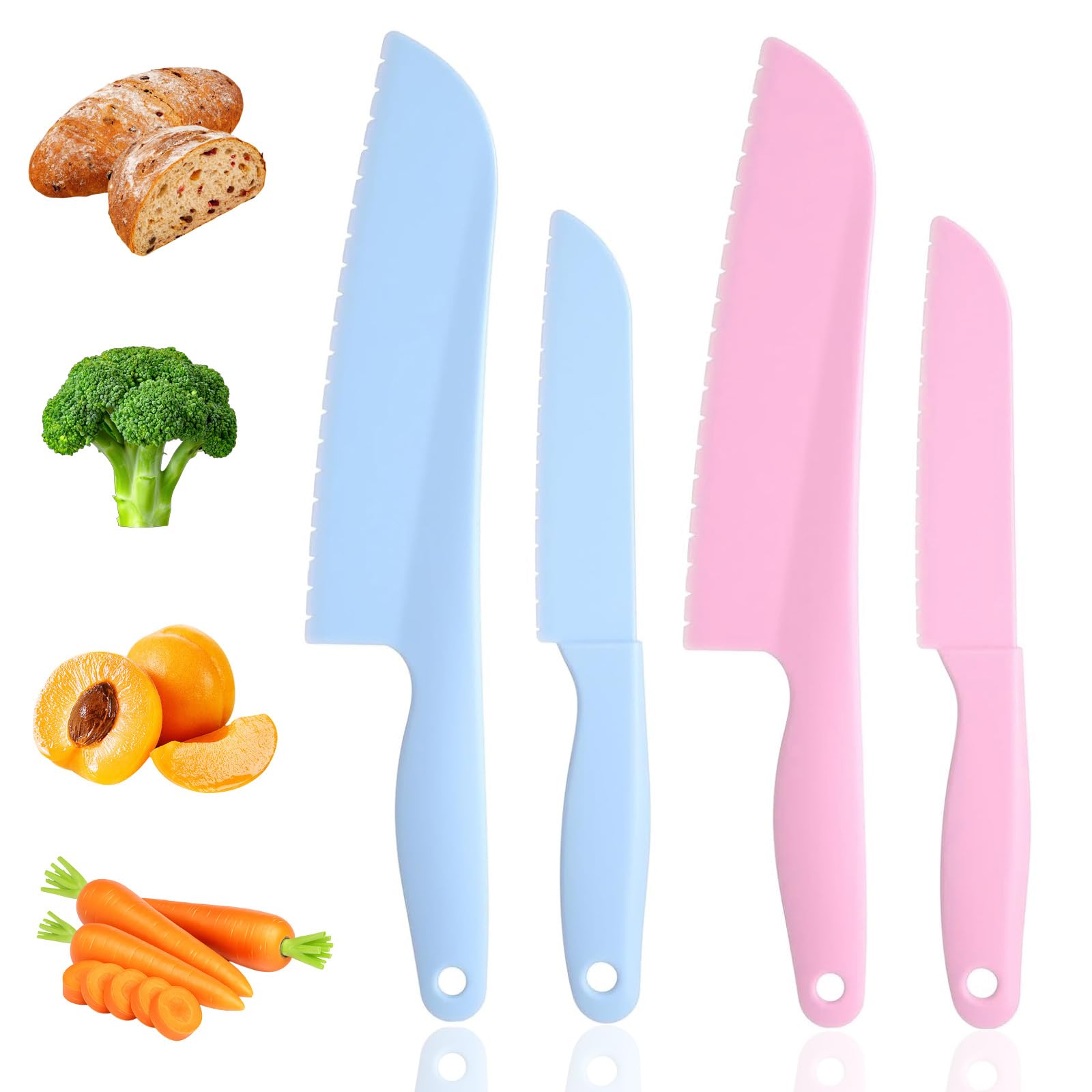 SCUML 4PCS Lettuce Knife, 11&8 Inch Salad Knifes for Lettuce Blue and Pink